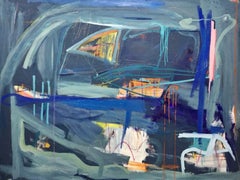 Abstract Bronson blue Painting by Joseph Conrad-Ferm, Acrylic Mixed Media Canvas