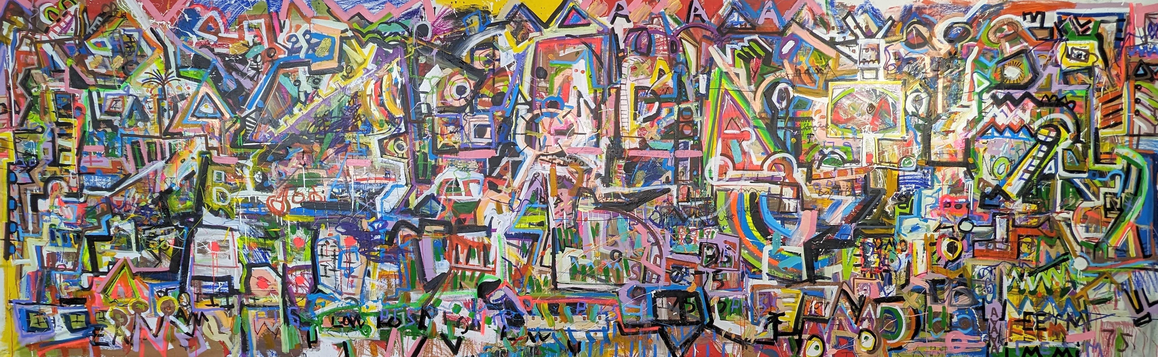 Cuadro Elmhurst abstracto de Joseph Conrad-Ferm, Técnica mixta acrílico sobre lienzo en venta 1
