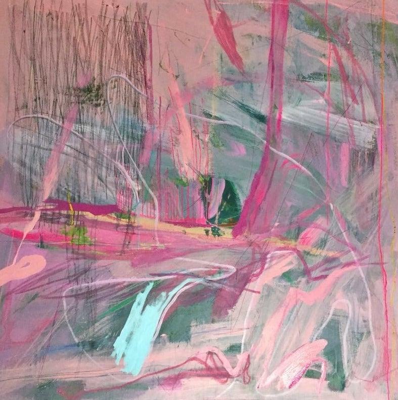 Abstract Eve and Adam Painting by Joseph Conrad-Ferm, Acrylic Mixed Media Canvas For Sale 1