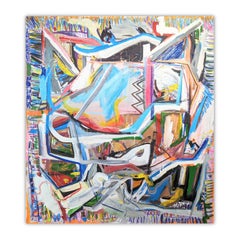 Peinture abstraite de l'oiseau Ghost par Joseph Conrad Ferm, huile mixte sur toile