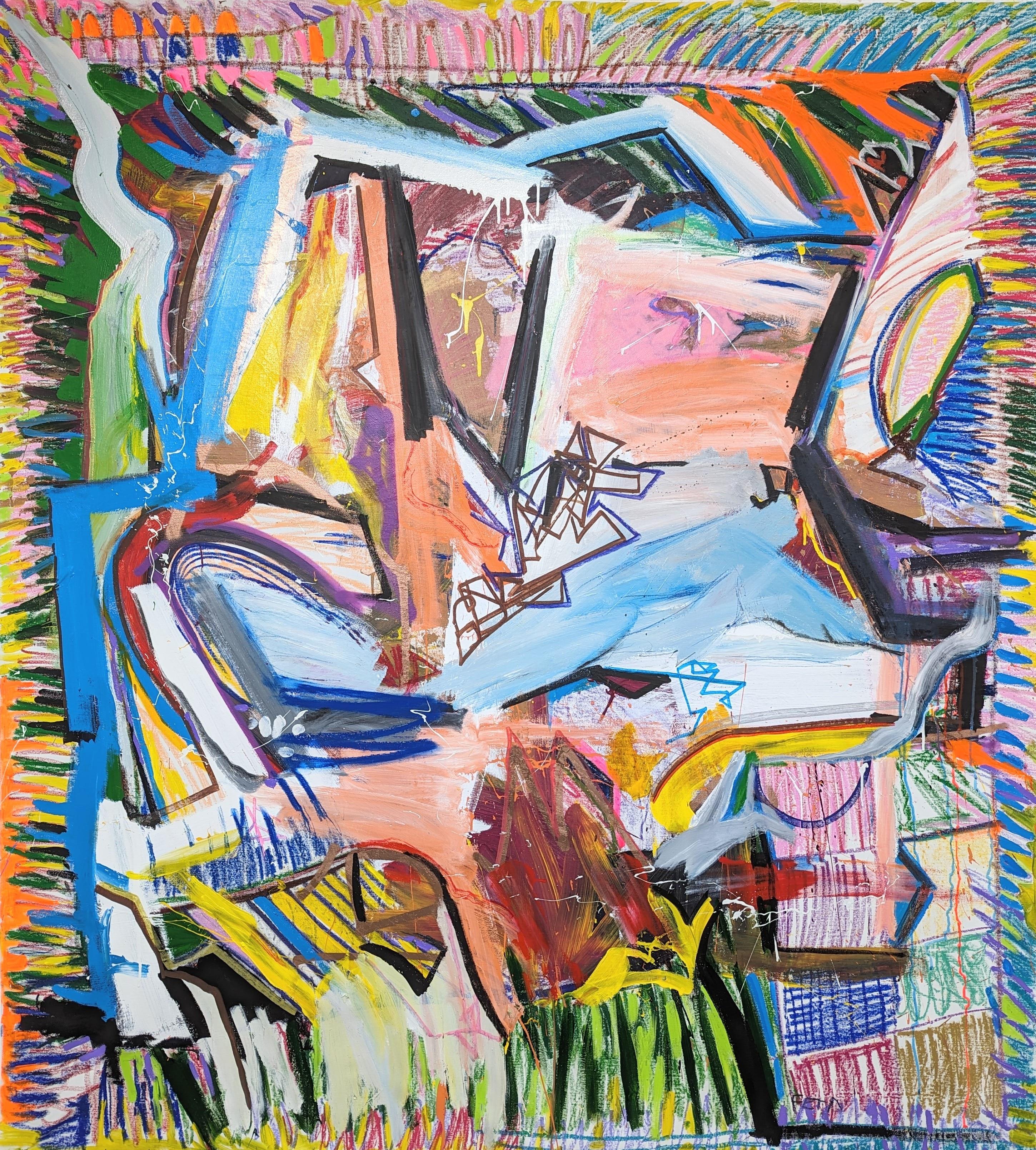 Cuadro Parque abstracto de Joseph Conrad-Ferm, Técnica mixta acrílico sobre lienzo en venta 1