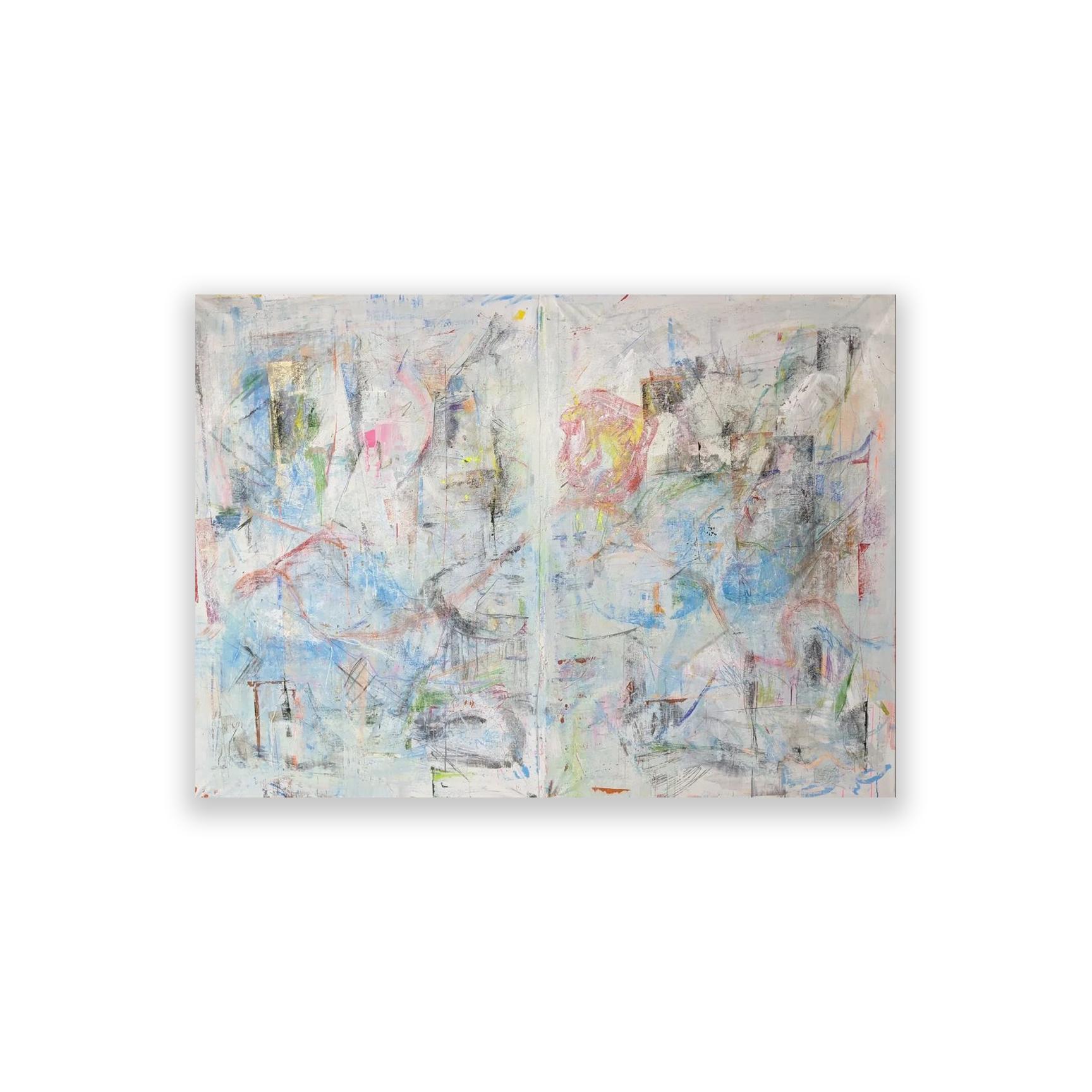 Entferntes Diptychon von Joseph Conrad-Ferm, 2022. REP von Tuleste Factory
Gemischte Medien 
68 × 92 in 
172.7 × 233.7 cm

Abstraktes Gemälde in Mischtechnik auf Leinwand des in New York lebenden Künstlers Joseph Conrad-Ferm. 

Der Versand ist nicht