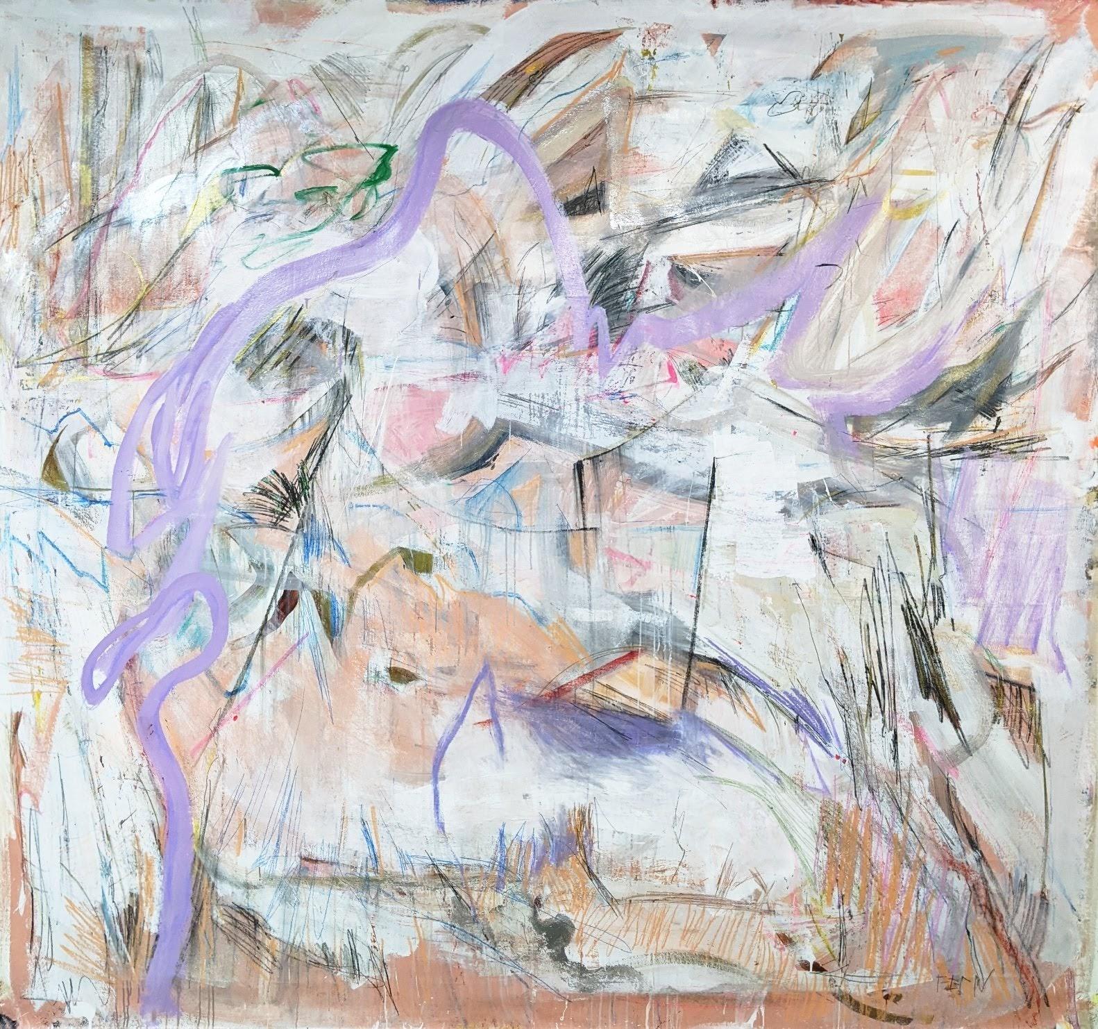 Cuadro abstracto El exterior de Joseph Conrad-Ferm, acrílico mixto sobre lienzo en venta 1