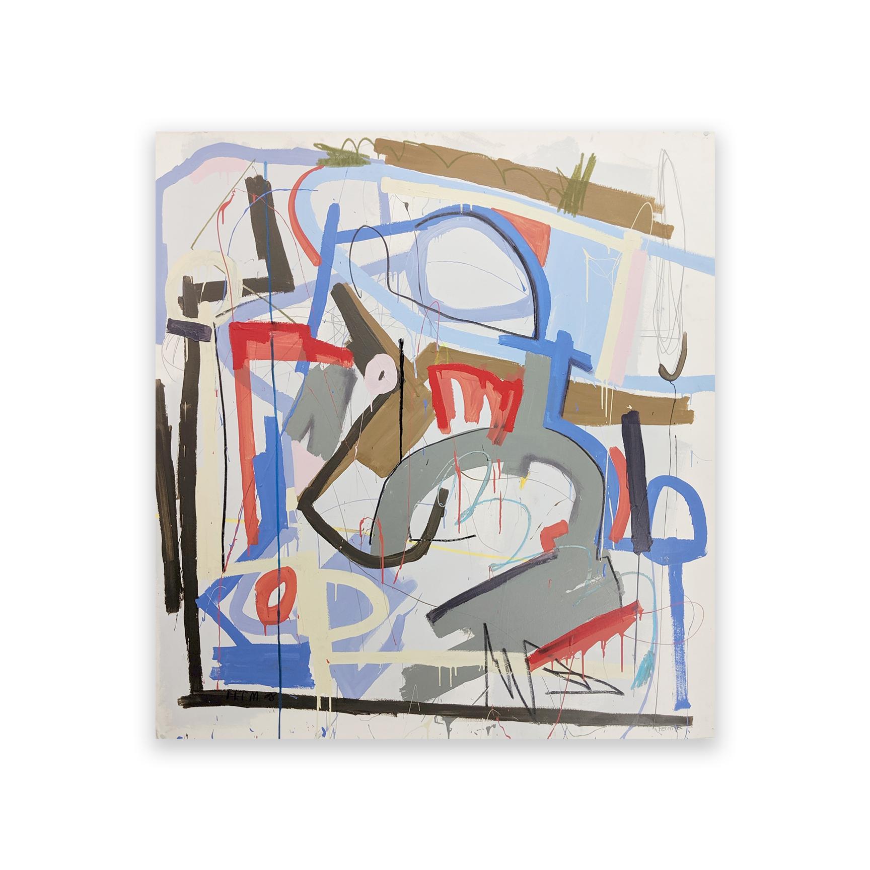 Abstract Yetti Painting by Joseph Conrad-Ferm, Acrylic Oil Mixed Media on Canvas