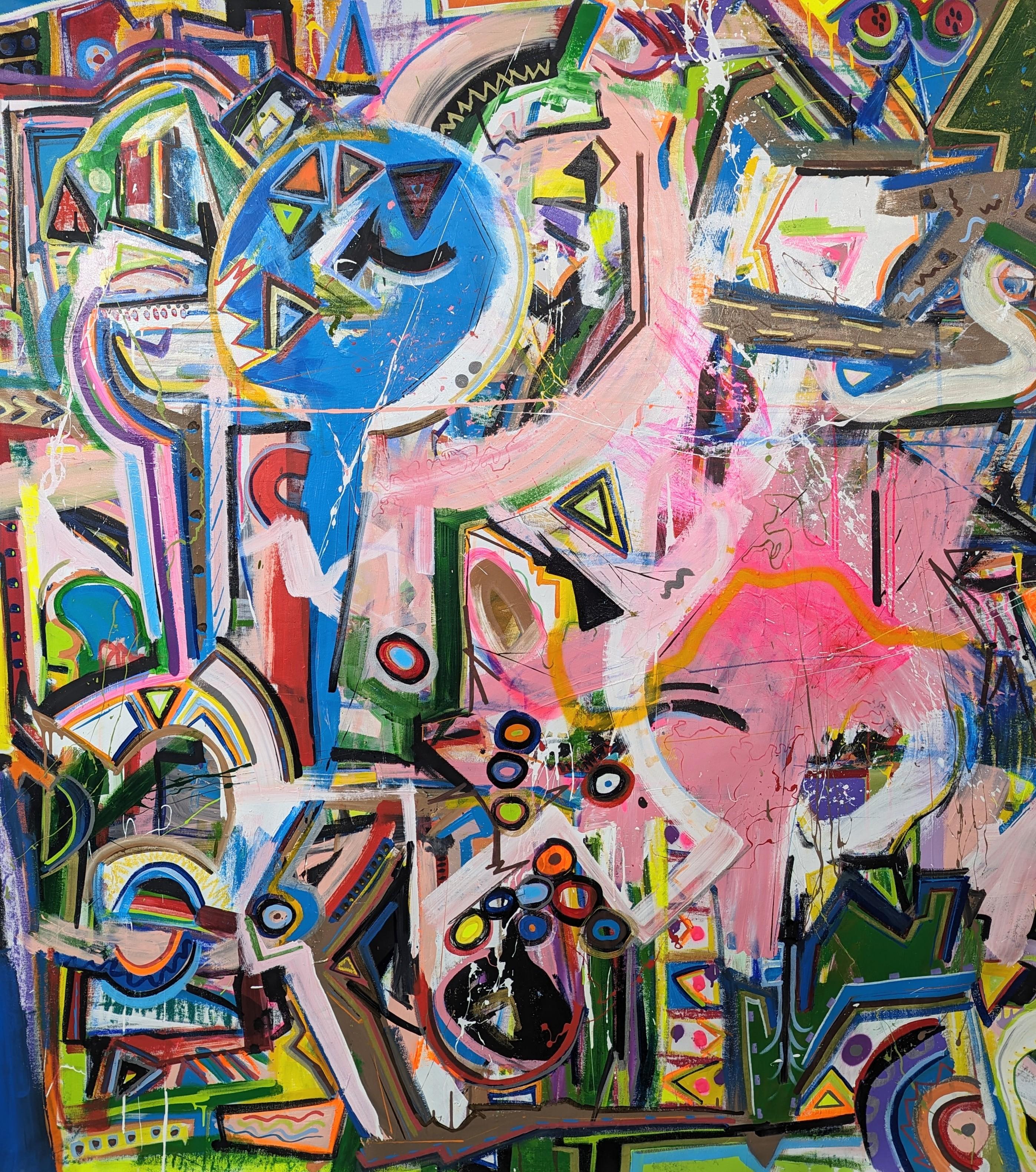 Arnie's Place di Joseph Conrad-Ferm, 2023. REP by Tuleste Factory
L 62" x H 68"

Pittura a tecnica mista su tela dell'artista Joseph Conrad-Ferm di New York.
 