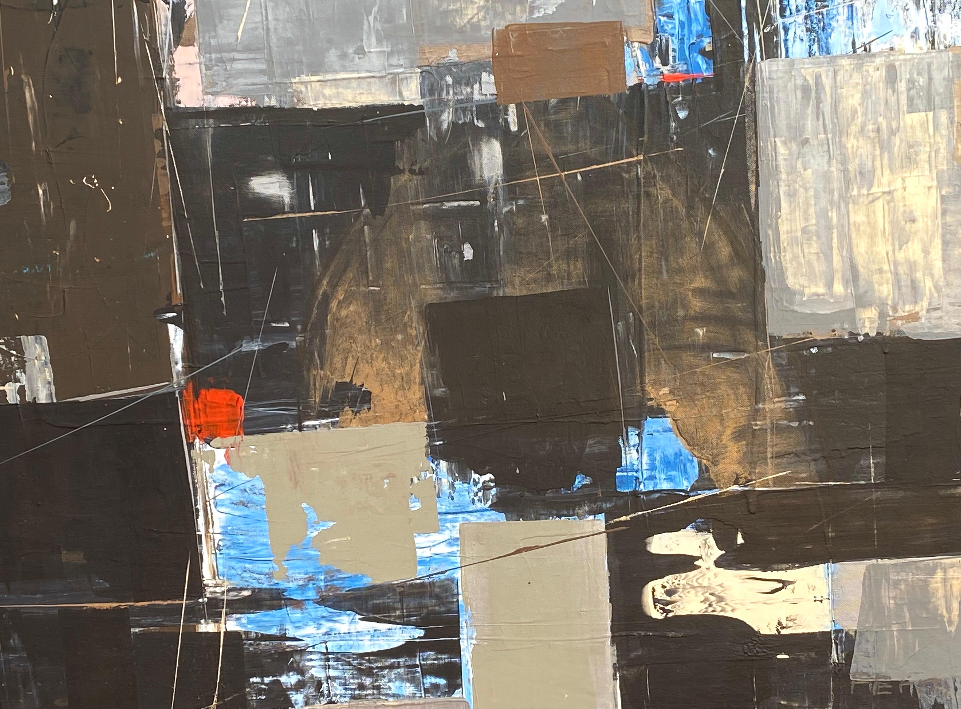 “Departure” - Gray Abstract Painting by Joseph Conrad-Ferm
