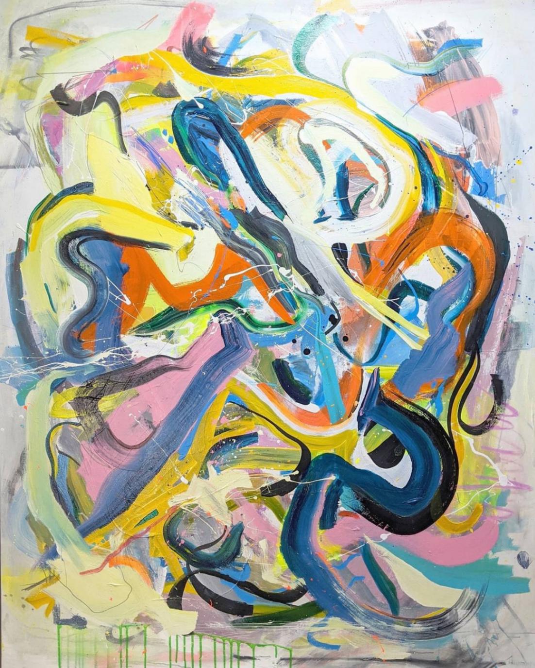 Quadro astratto Pulpo di Joseph Conrad-Ferm, olio acrilico, tecnica mista su tela in vendita 1