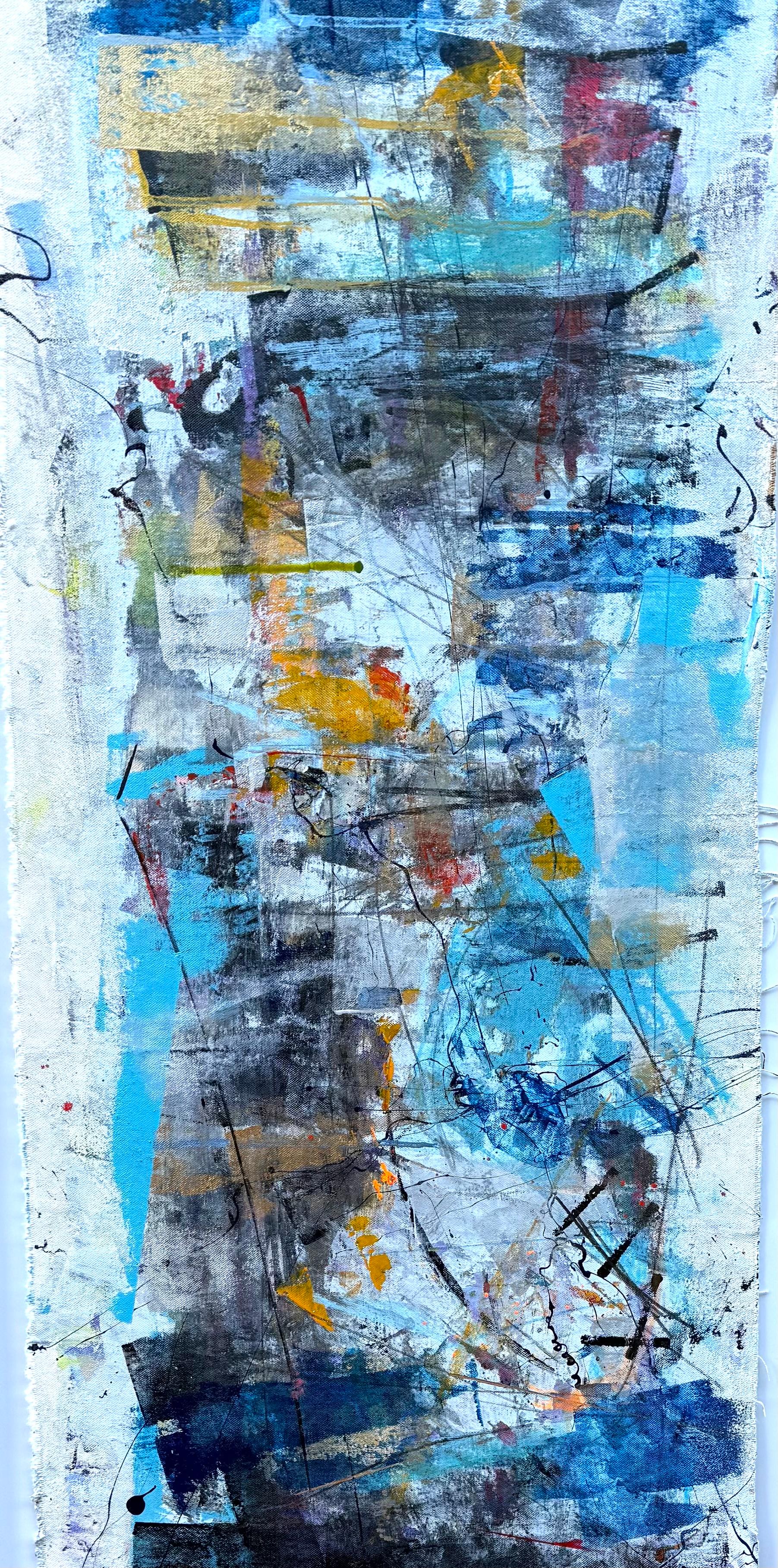 Quadro originale in acrilico su tela montato su lucite bianca e incorniciato in una cornice personalizzata di Larsen Juhls bianca. Senza titolo. Nessuna firma visibile. Attribuito a Joseph Conrad-Ferm. Acquistato originariamente dall'artista. Le