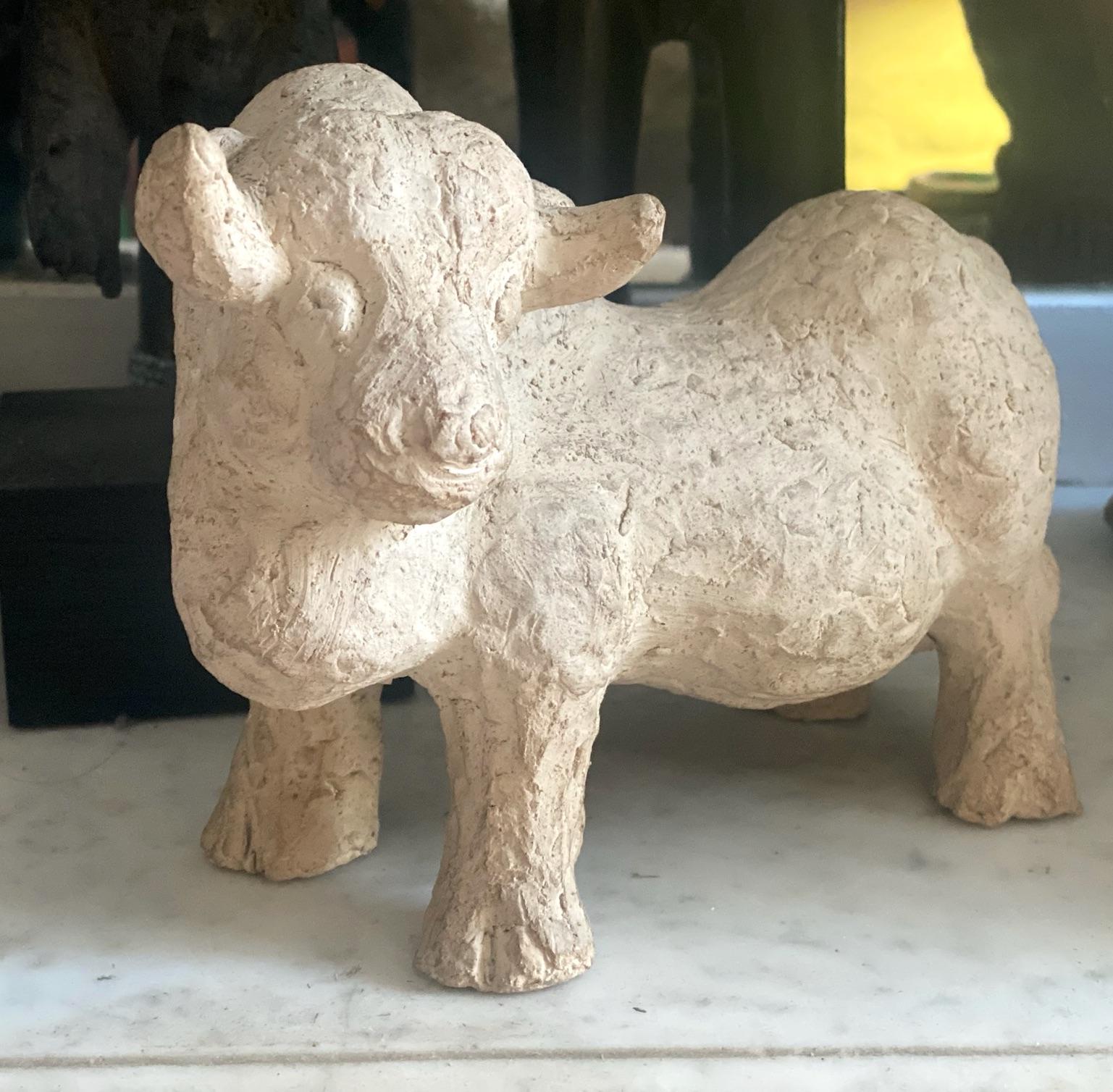 Taurus, A Characterful Guardian: Unique Hand-Modelled Bull Animalier Sculpture For Sale 3