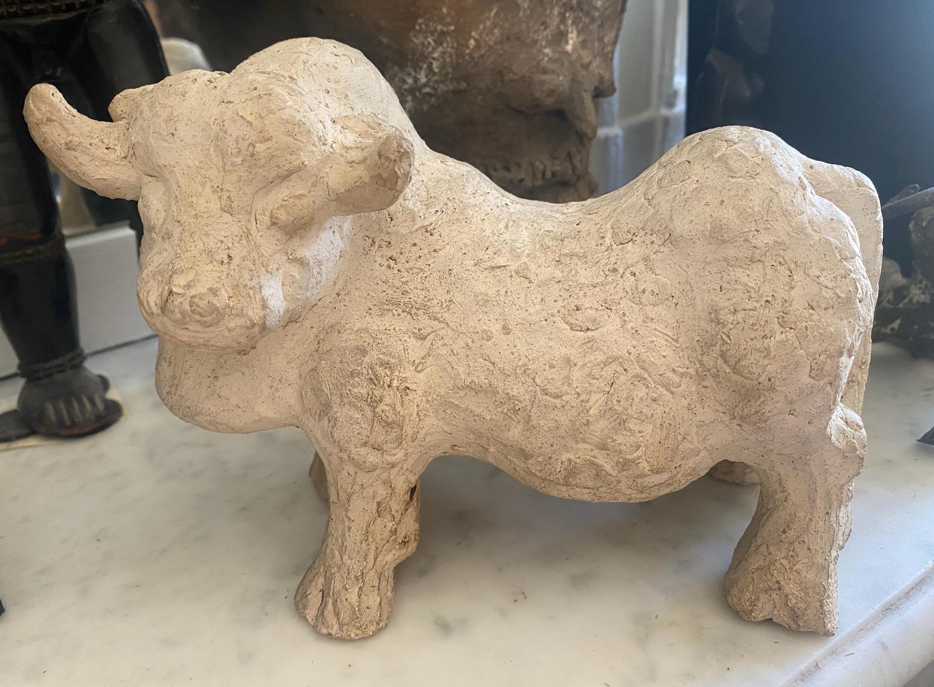 Taurus, A Characterful Guardian: Unique Hand-Modelled Bull Animalier Sculpture For Sale 4