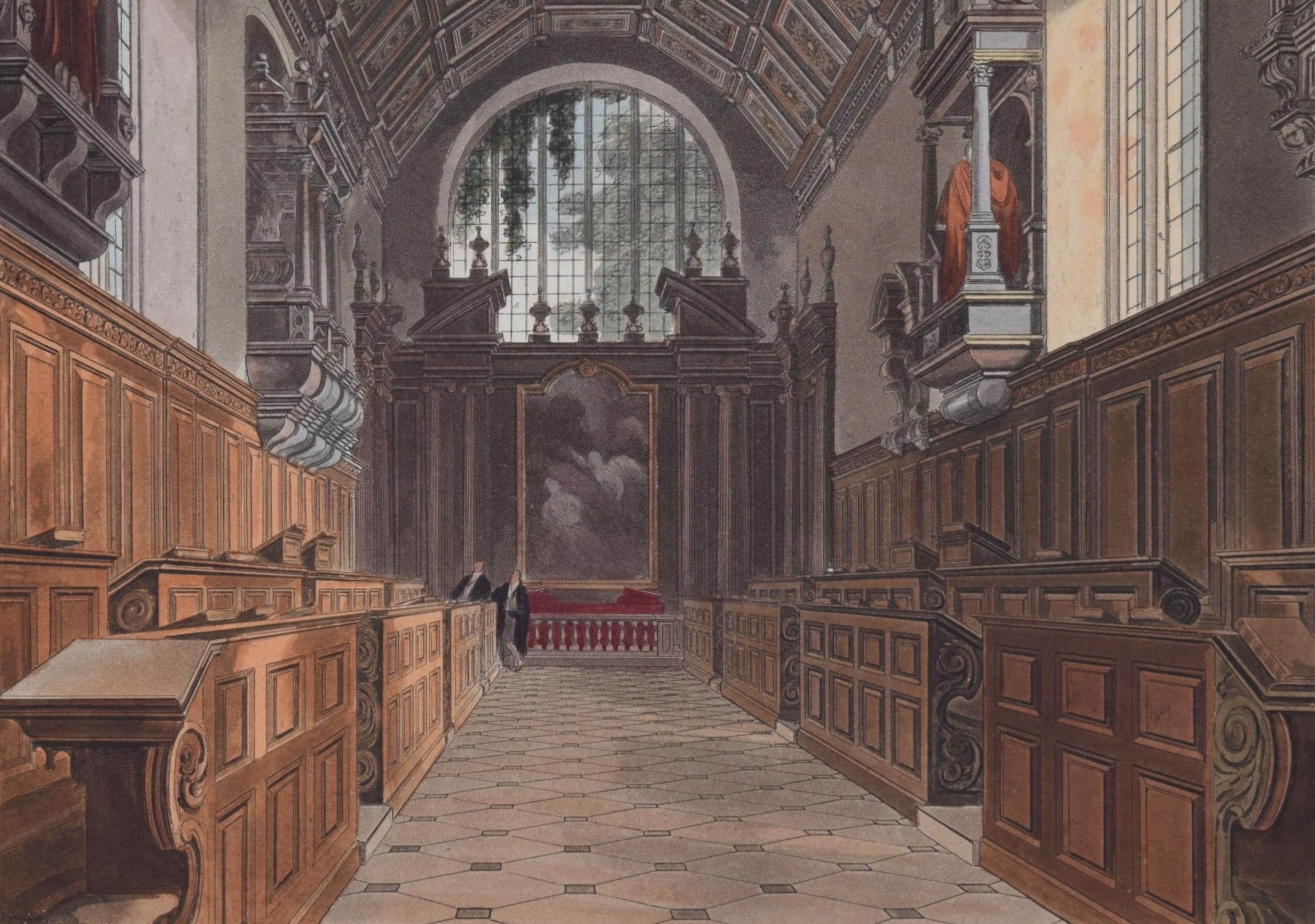 Chapel of Caius College, Cambridge engraving by Joseph Stadler for Ackermann For Sale 1