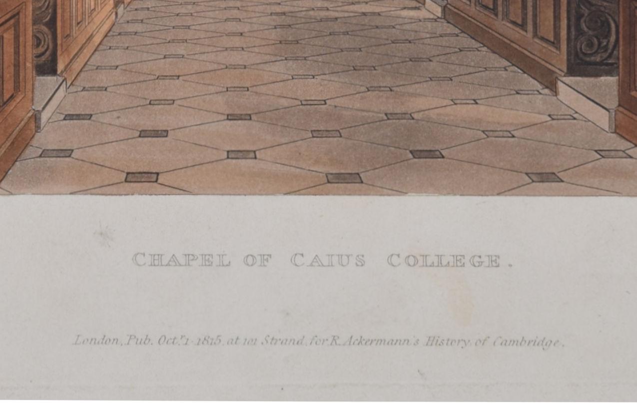 Chapel of Caius College, Cambridge engraving by Joseph Stadler for Ackermann For Sale 2