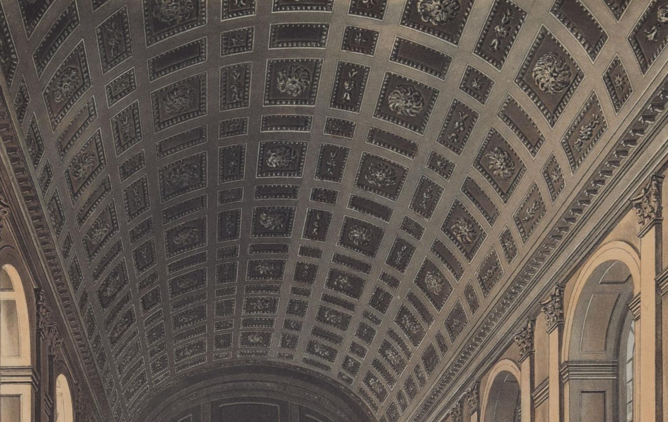 Clare College, Cambridge Chapel engraving by Joseph Stadler for Ackermann - Realist Print by Joseph Constantine Stadler