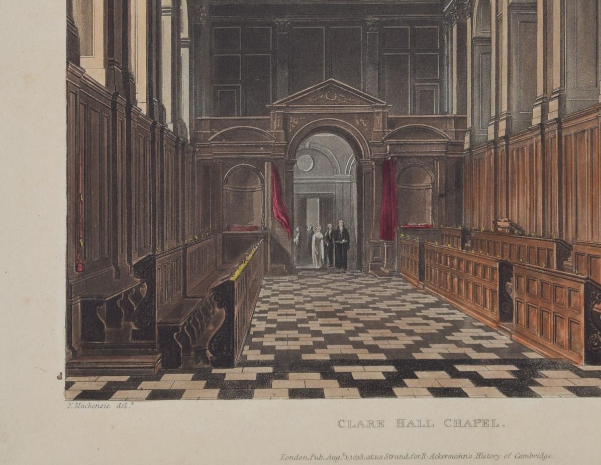 Clare College, Cambridge Chapel engraving by Joseph Stadler for Ackermann For Sale 1