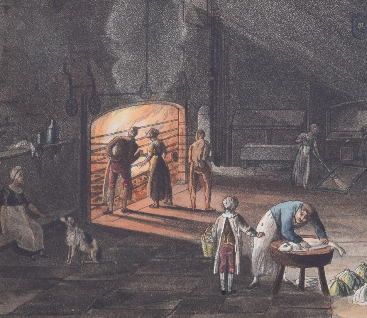 Kitchen of Trinity College, Cambridge engraving by Stadler after WH Pyne For Sale 1