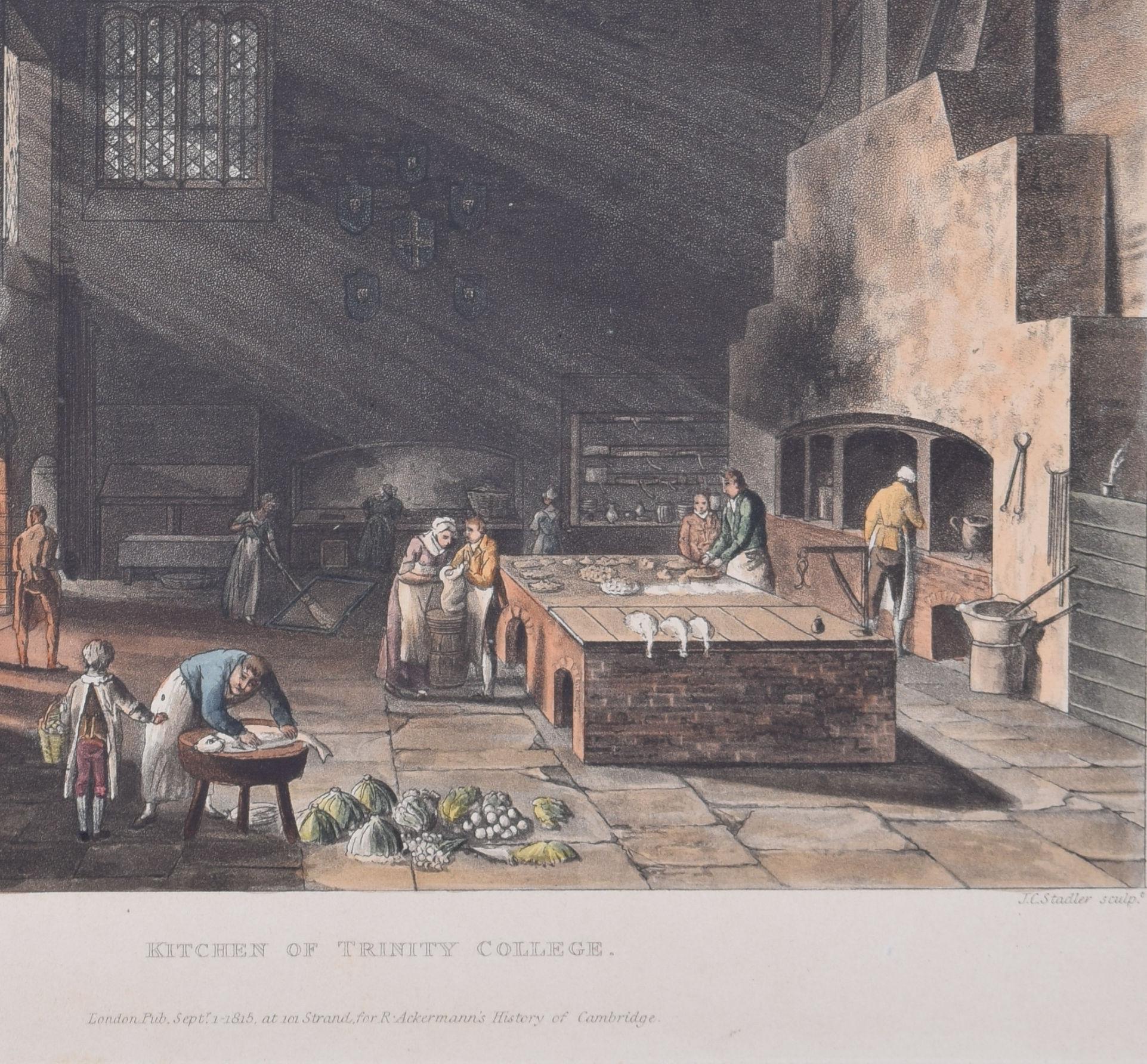 Kitchen of Trinity College, Cambridge engraving by Stadler after WH Pyne For Sale 2