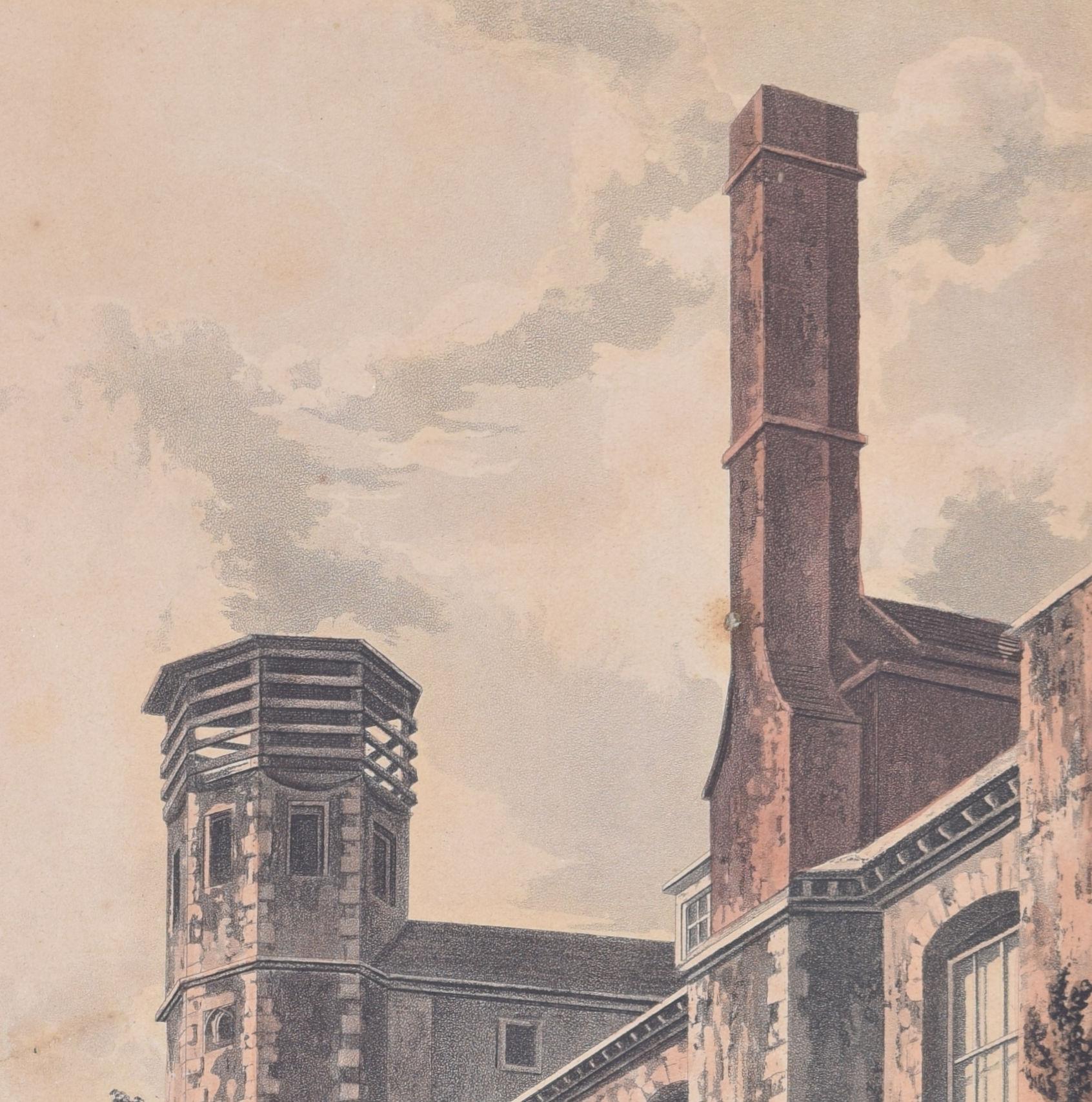 Peterhouse, Cambridge engraving by Stadler after Westall - Realist Print by Joseph Constantine Stadler
