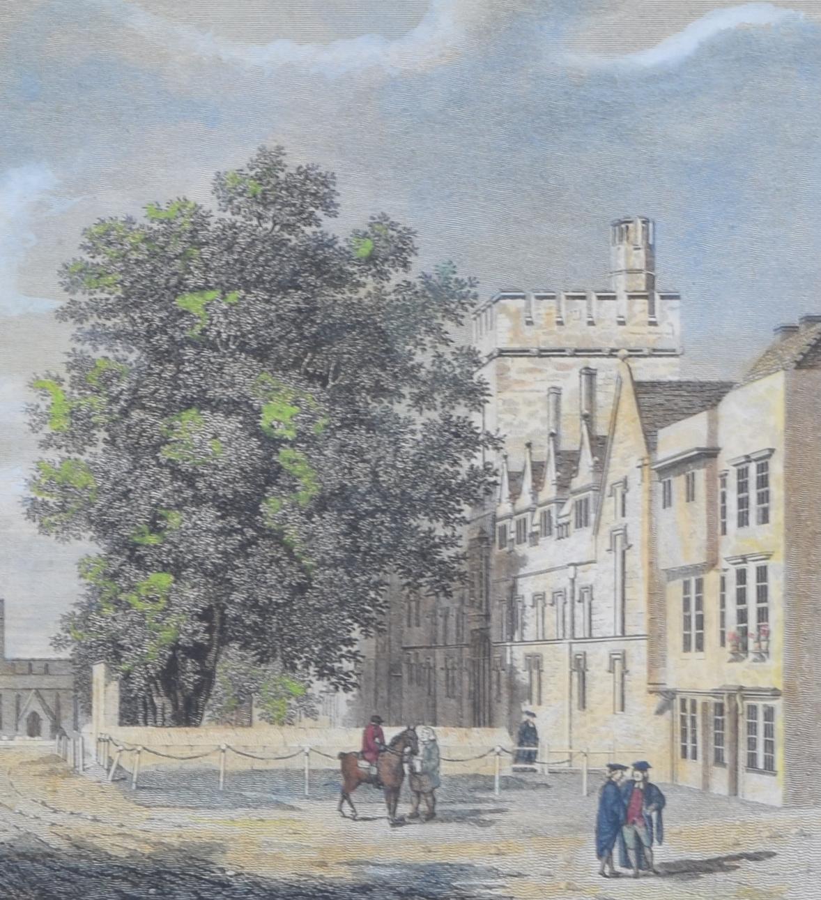 St Giles with a View of St John's College, Oxford engraving by Stadler - Realist Print by Joseph Constantine Stadler