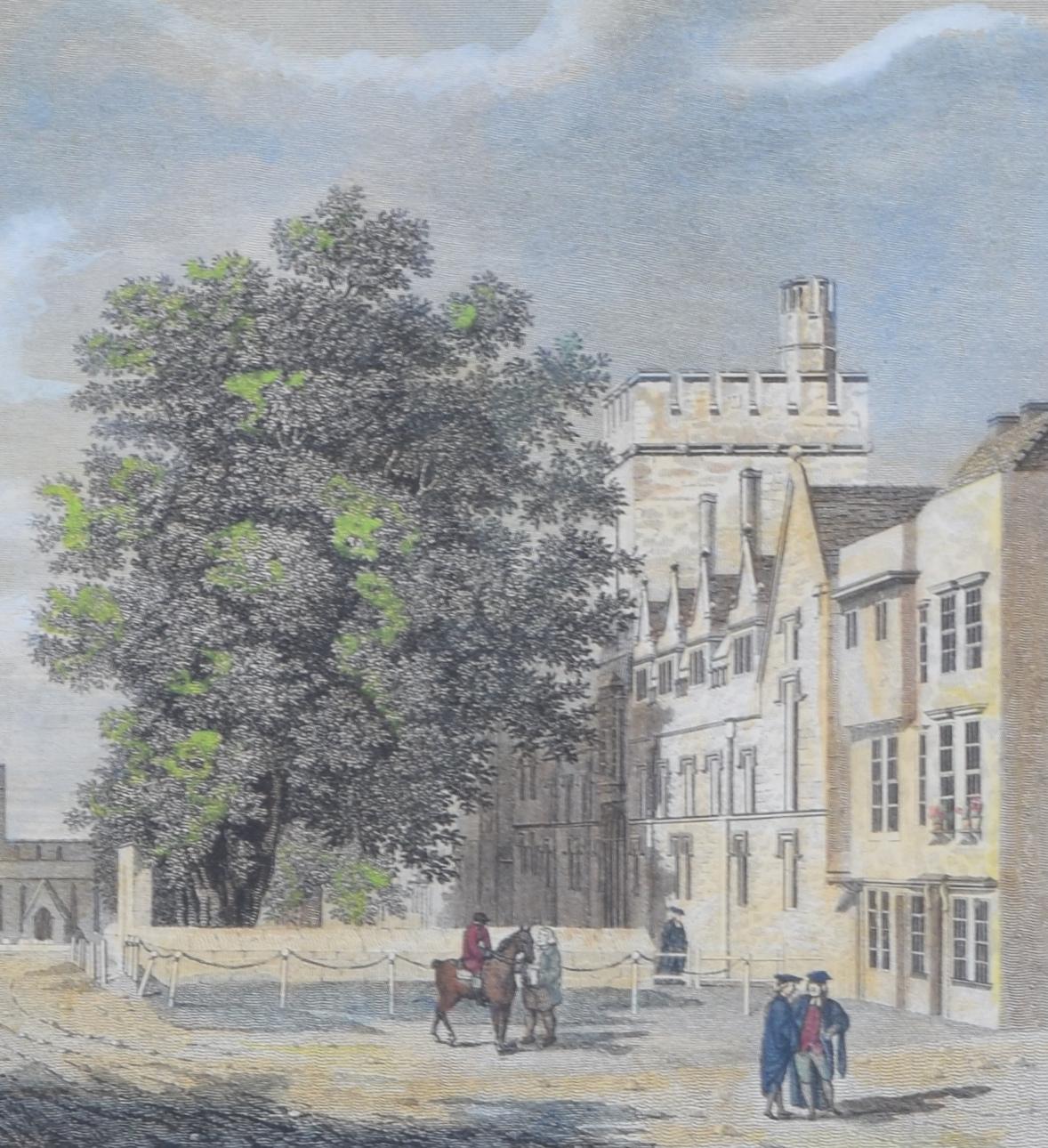 Tableau de St Giles avec une vue du St John's College, gravure d'Oxford par Stadler - Réalisme Print par Joseph Constantine Stadler