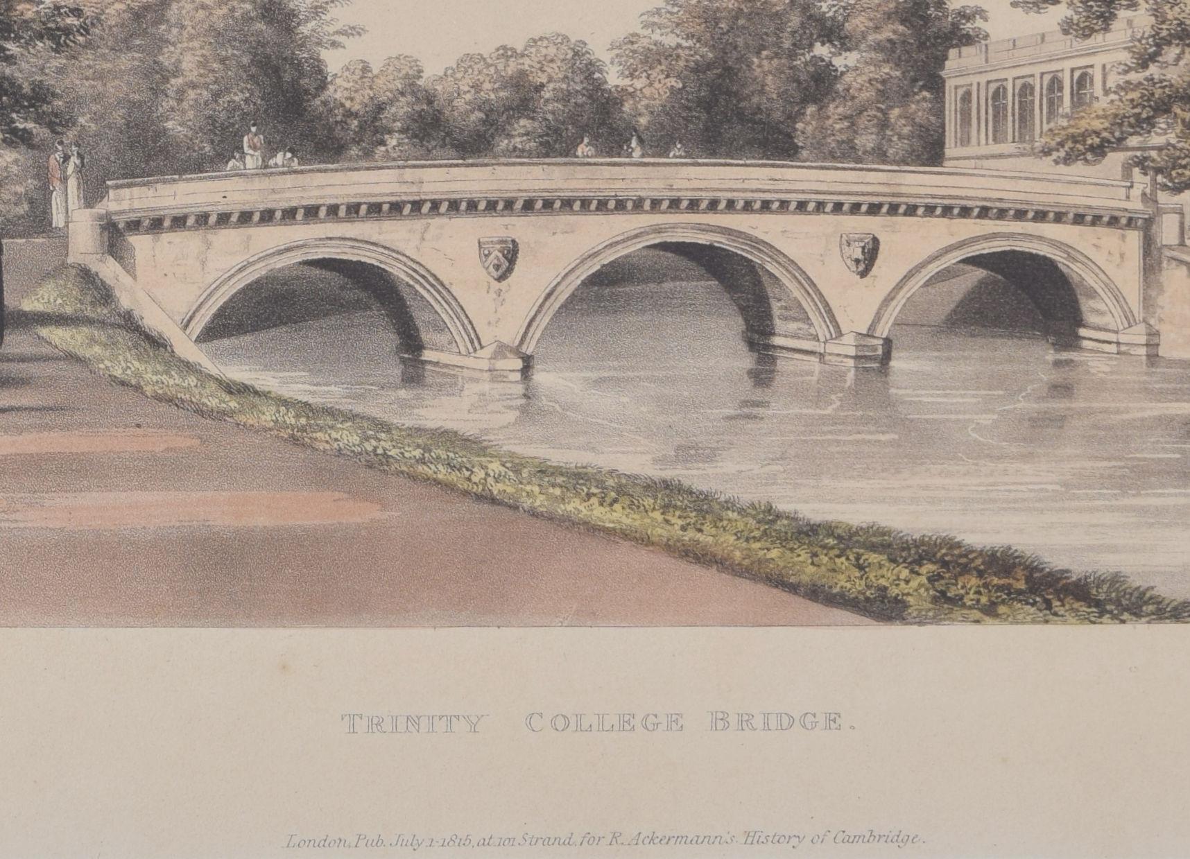 Trinity College, Cambridge Bridge engraving by Stadler after Westall For Sale 2
