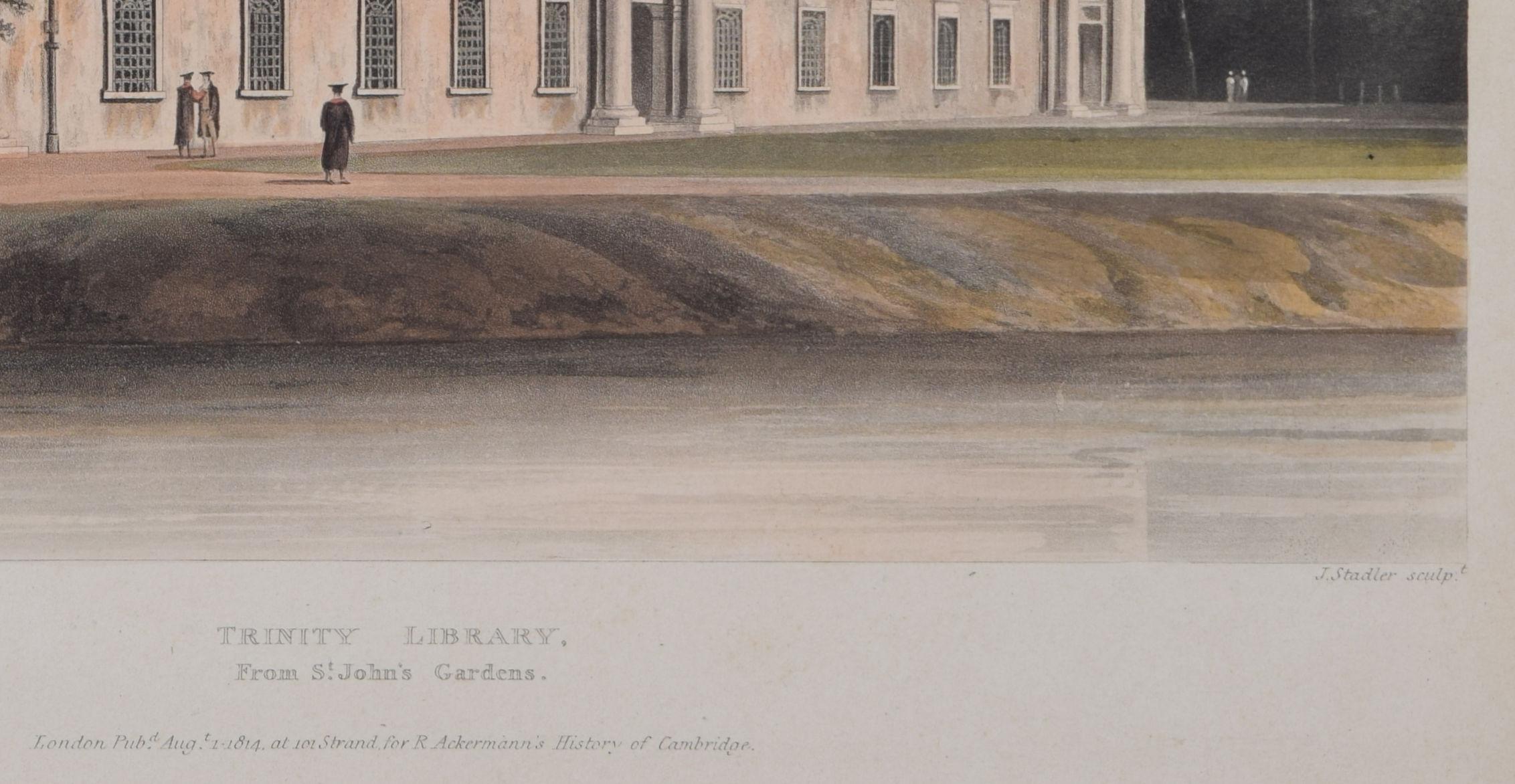 Trinity College, Cambridge Library engraving by Stadler after Westall For Sale 2