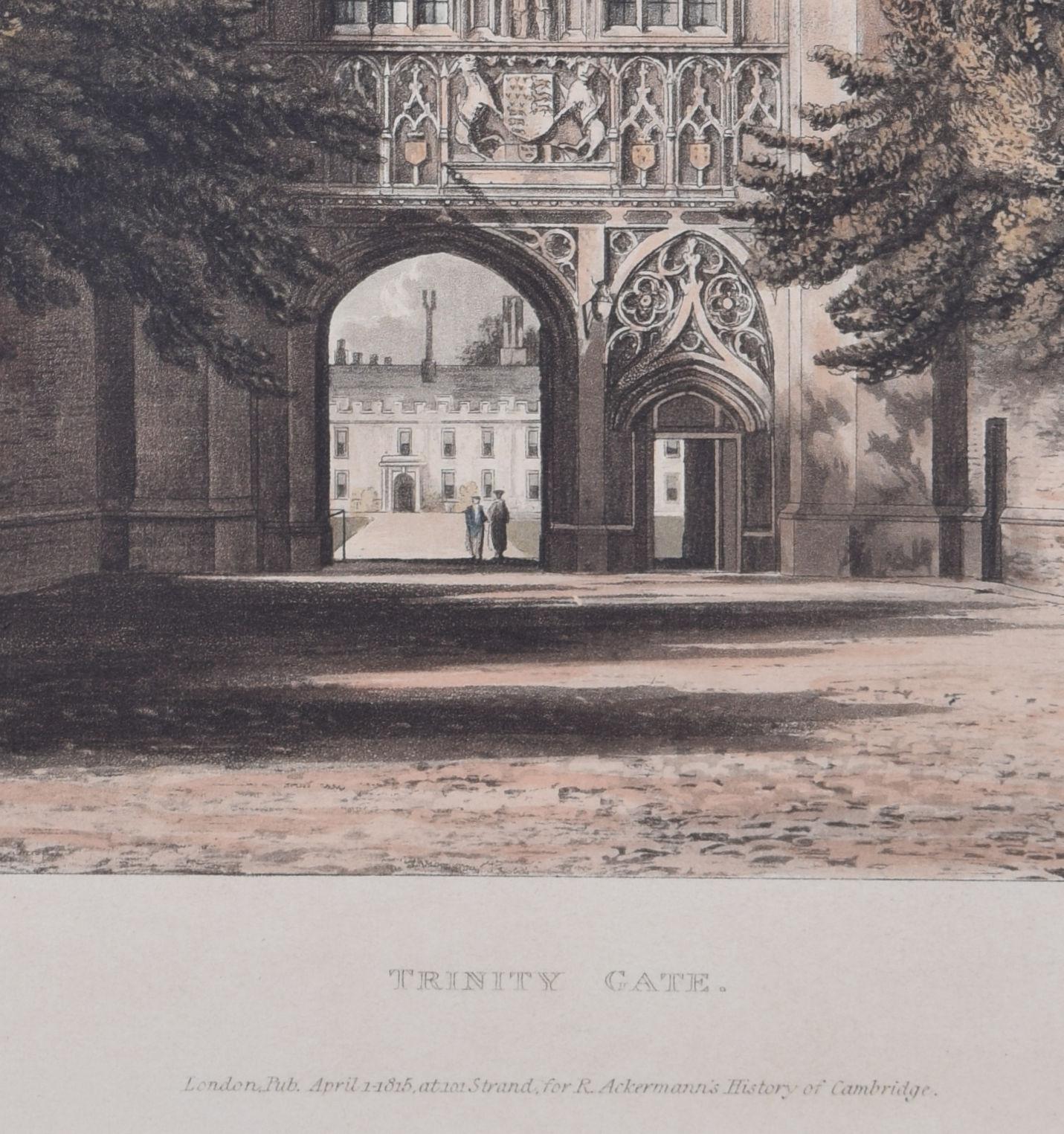 Trinity Gate, Trinity College, Cambridge engraving by Stadler after Westall For Sale 2
