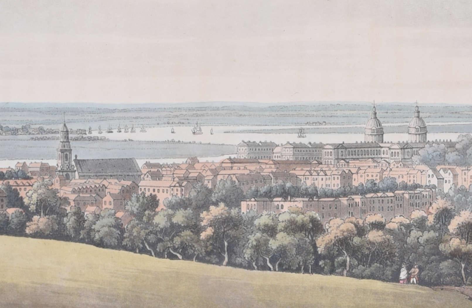 Blick auf Greenwich und den Fluss Gravur von Stadler nach Farington – Print von Joseph Constantine Stadler