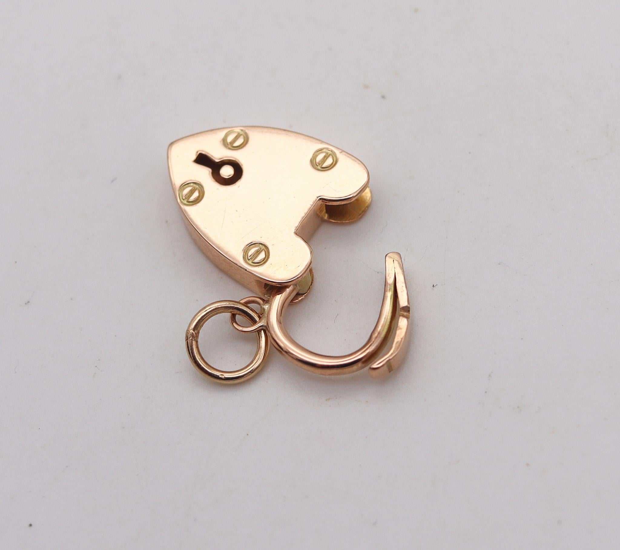 Joseph Cook & Sons 1910 Edwardian Lucchetto a forma di cuore in oro rosa 9Kt In condizioni ottime in vendita a Miami, FL