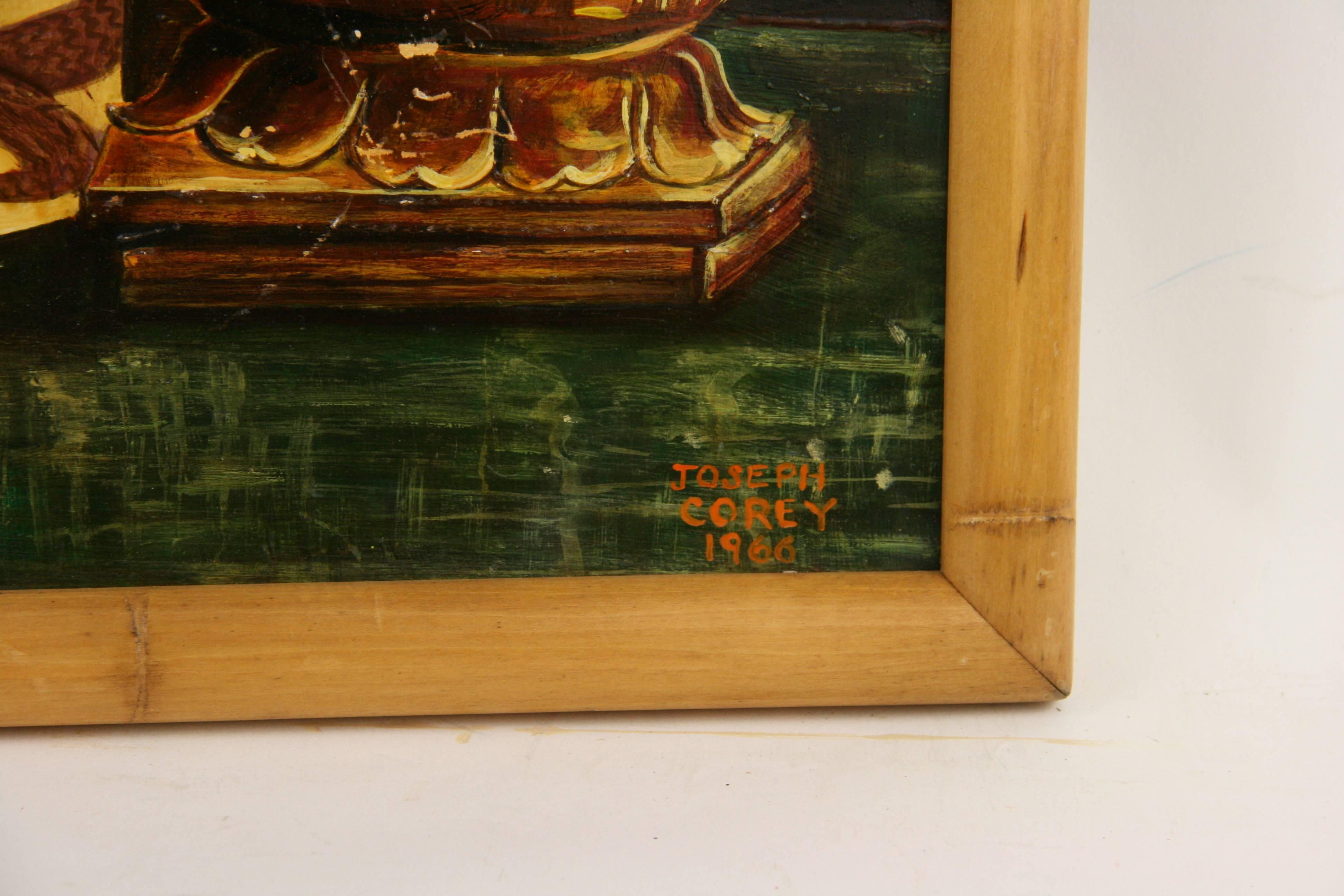 5-2581 Öl auf Karton
Ausgestellt in einem Rahmen aus Bambusholzimitat
Bildgröße 15.5x19.5