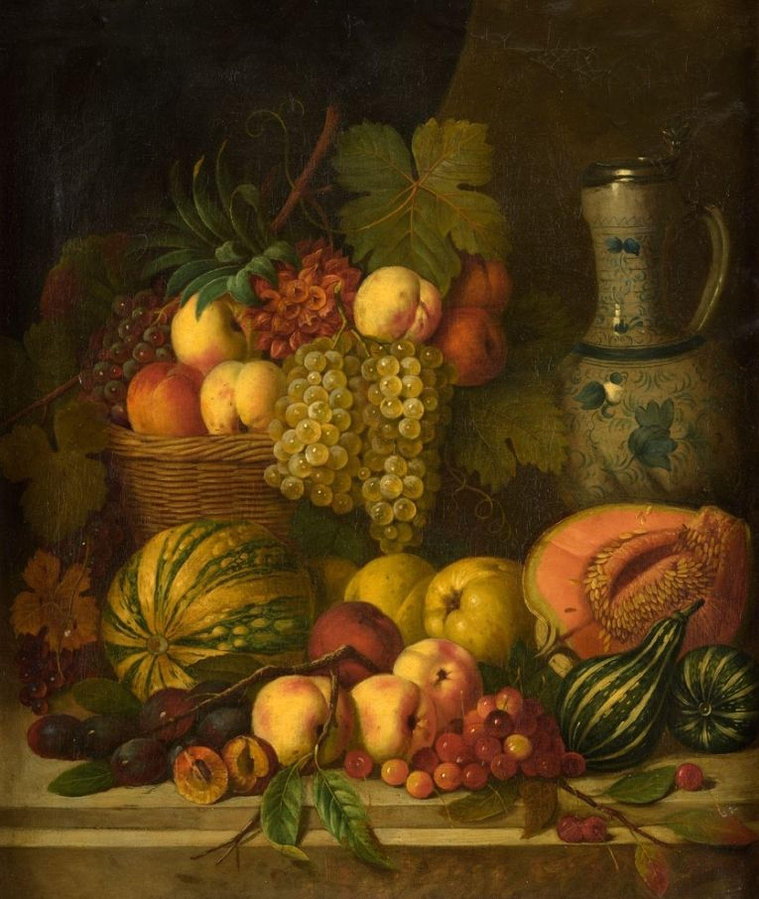 Joseph Correggio Still-Life Painting - Still life with fruits. 19 century, oil on canvas, 72x62 cm