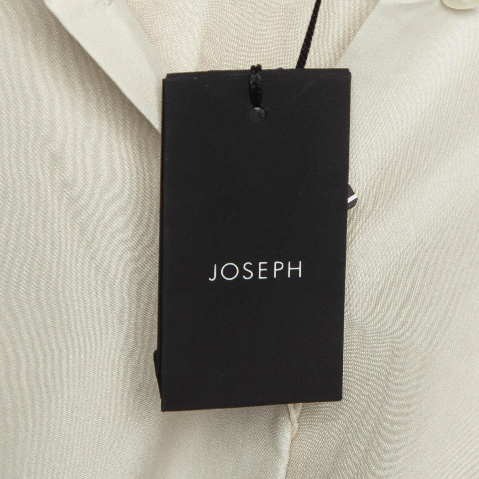 Joseph Cream Parachute Silk Belted Shirt Dress L 1