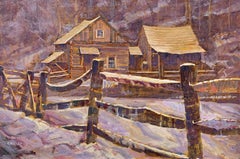Cuttalossa Snow, Impressionist Winter Snow Landscape in Bucks County, PA