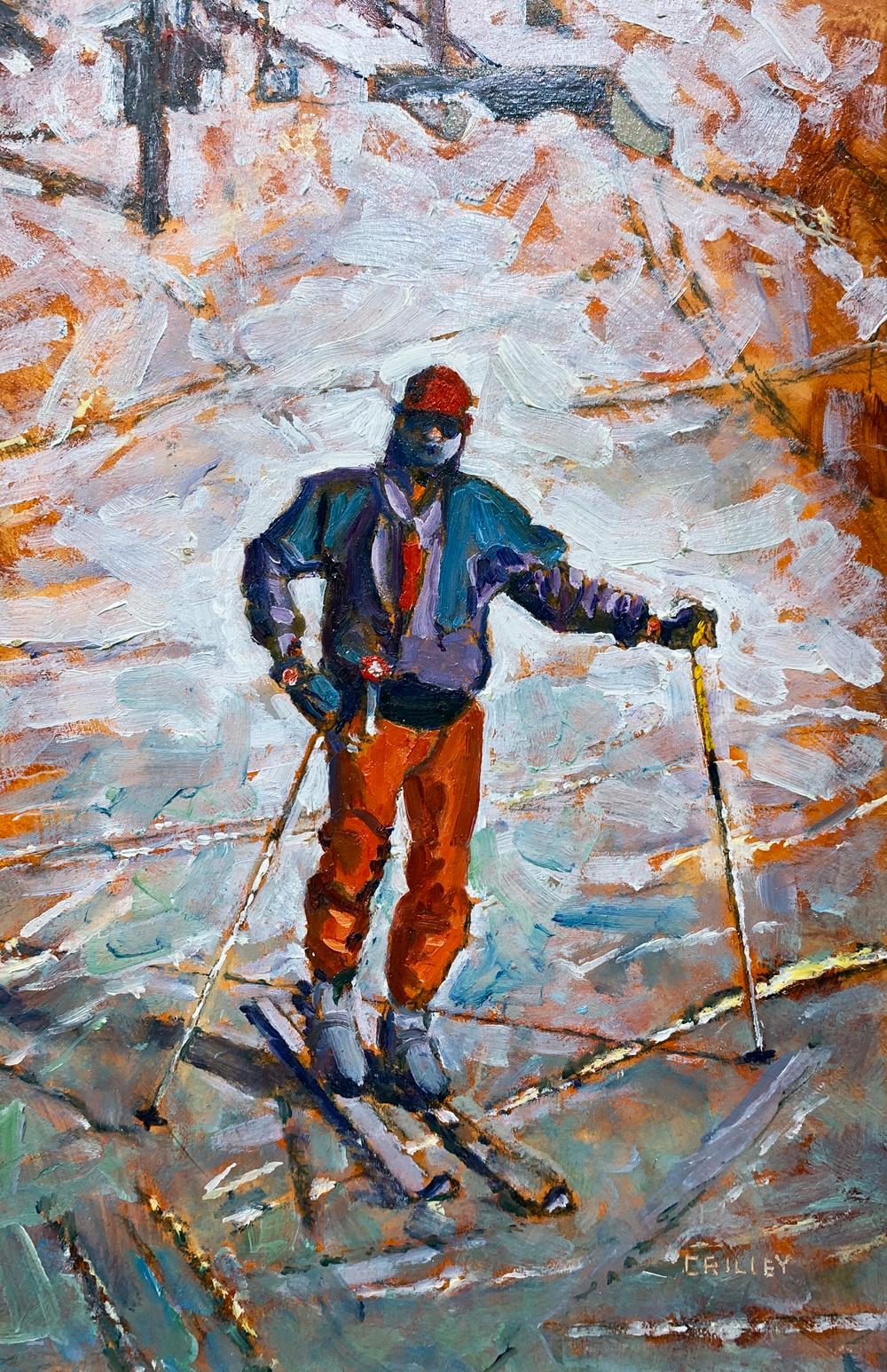 Joe on Skis, Self Portrait of the Artist in Snowy Landscape, 2007