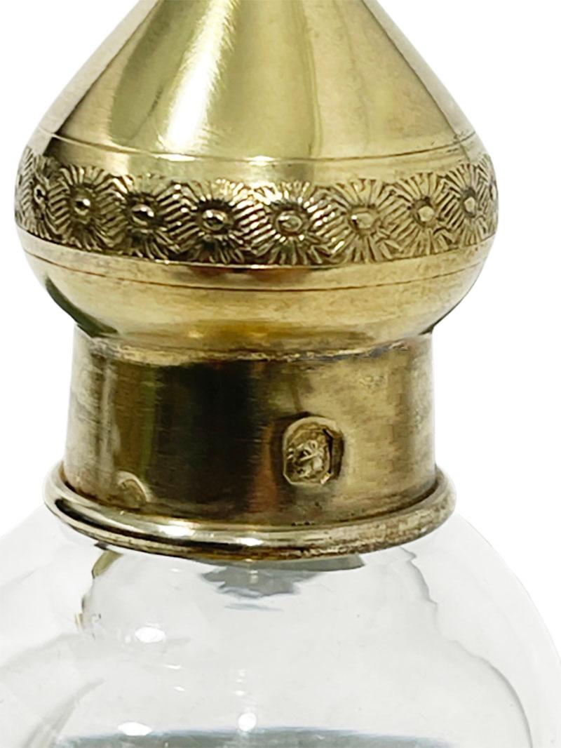 Joseph Crossard French Silver Gold Plated and Engraved Traveling Liqueur Bottle For Sale 6