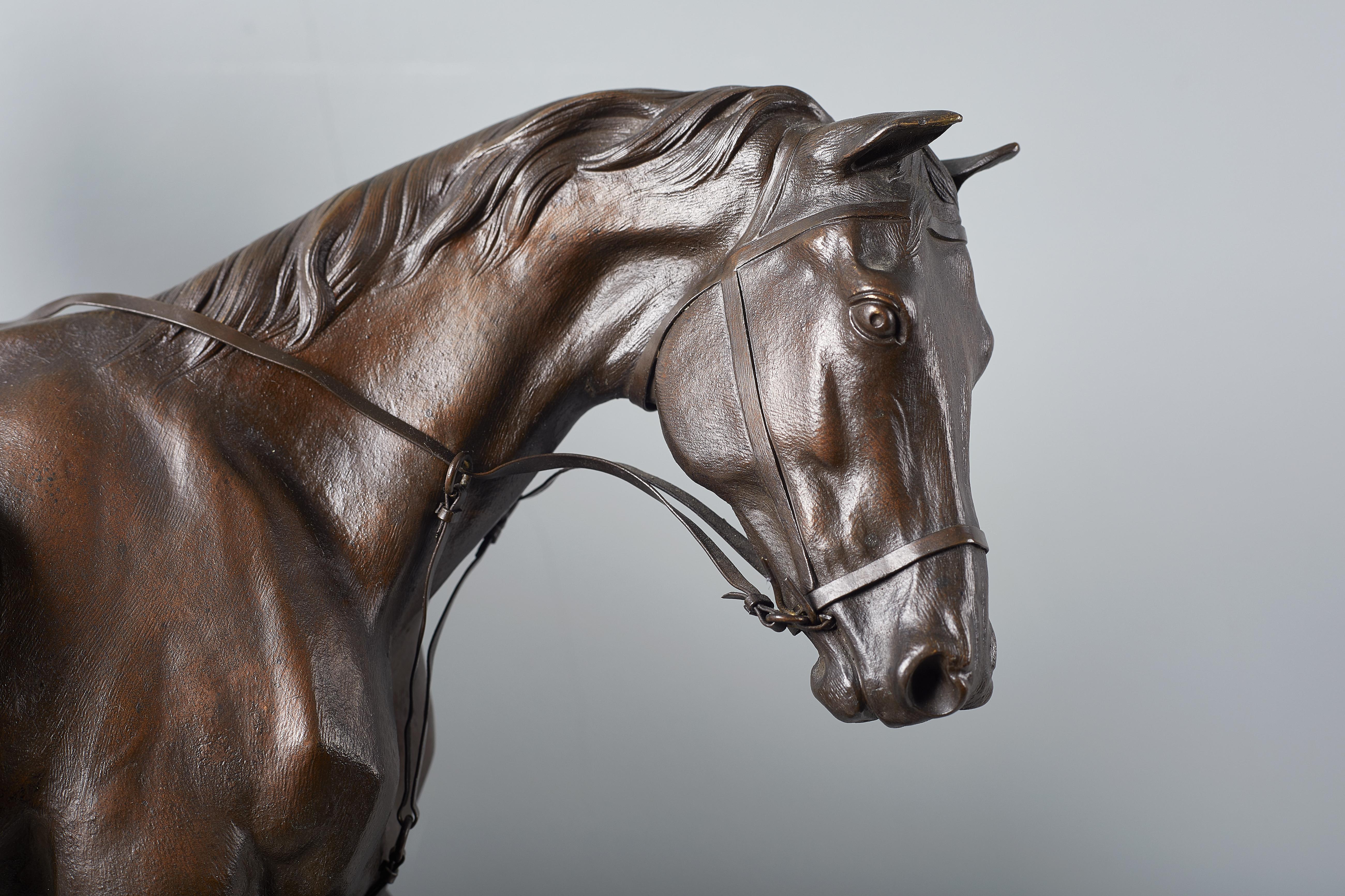 Patinated Joseph Cuvelier Equestrian Bronze, circa 1860 For Sale