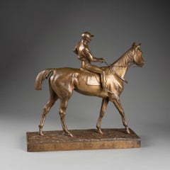 Joseph Cuvelier : "Jinete a caballo", Escultura de bronce mordoré, hacia 1870