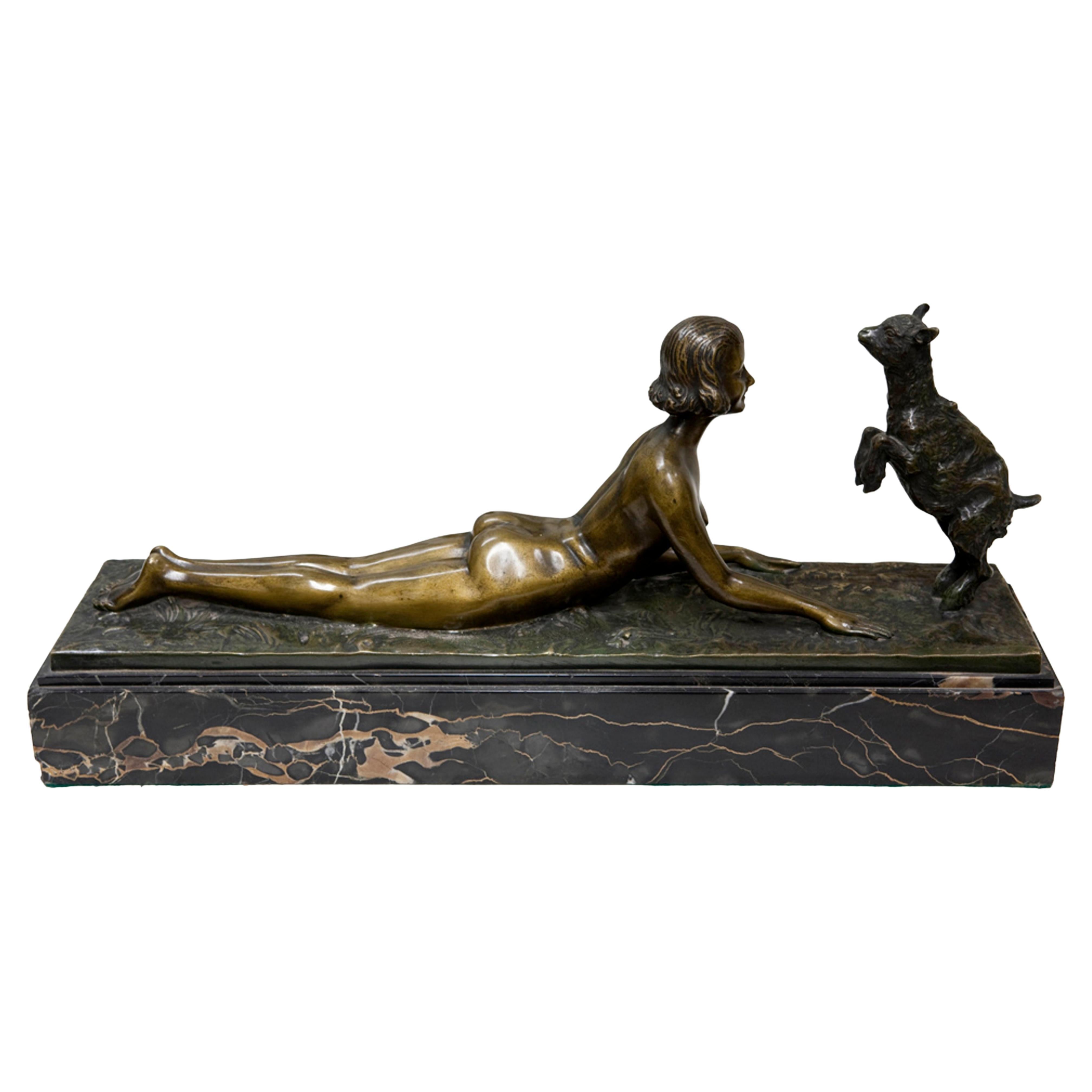 Joseph D´Aste Sculpture Italian, Art Deco Woman For Sale