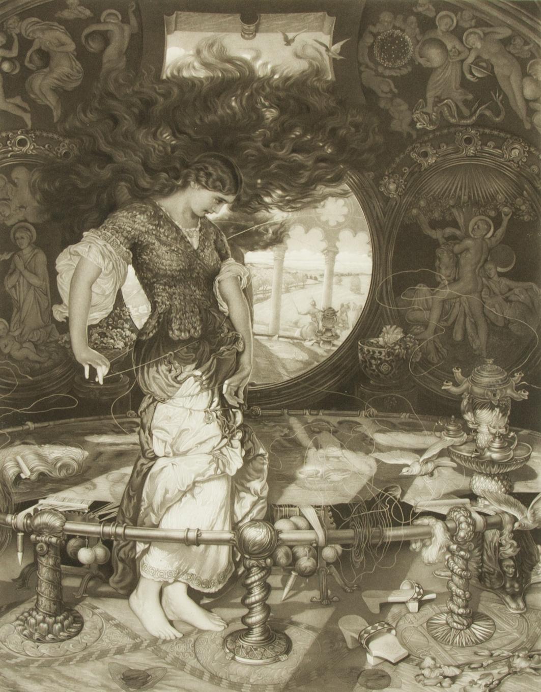 After William Holman Hunt (1827-1910), engraving by Joseph D. Miller depicting 'The Lady of Shallot'. Well presented in a fluted gilt frame. Signed in plate. On wove.

Image Size: 62 x 48cm (24.4