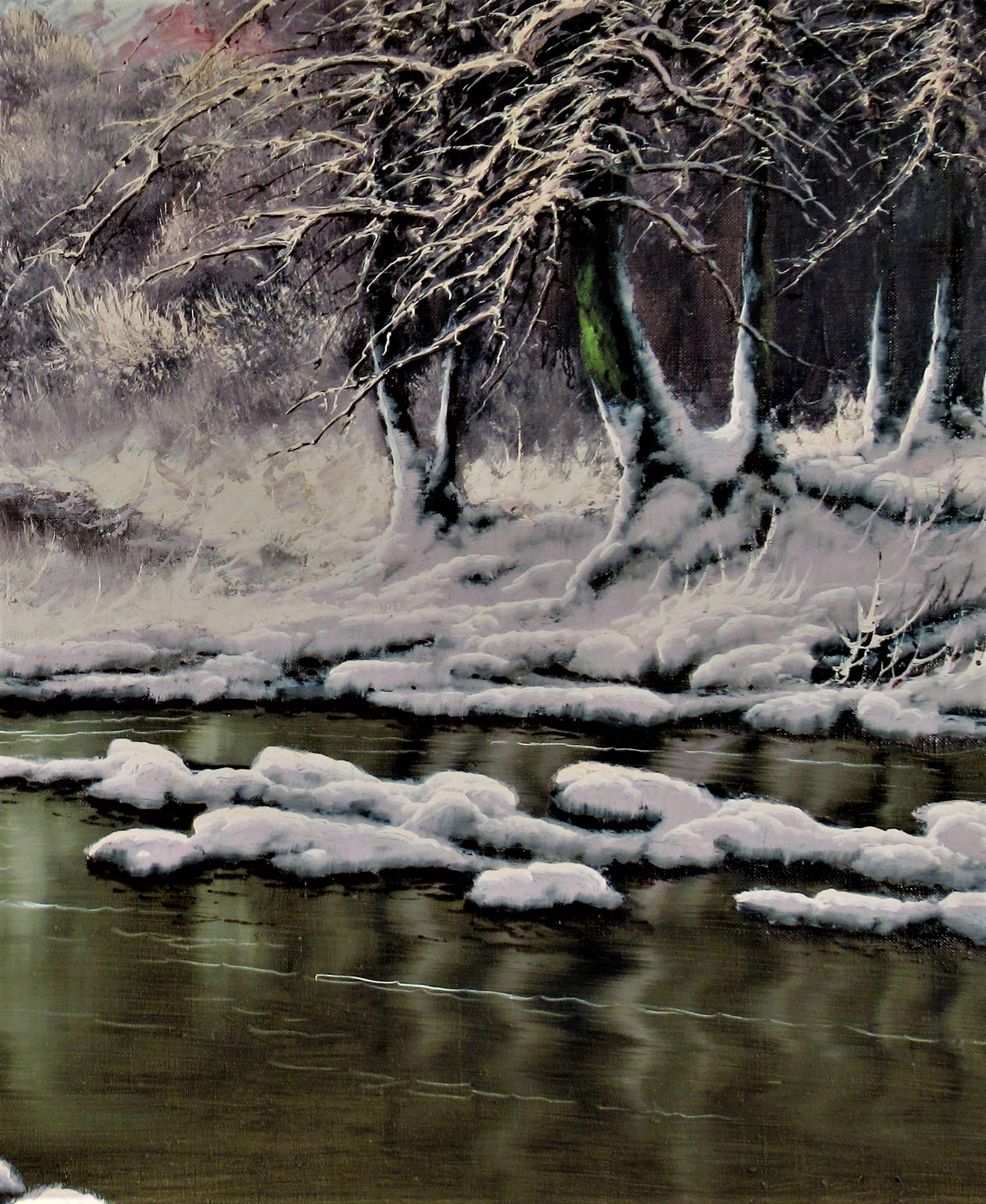 L'hiver enchanté - Impressionnisme Painting par Joseph Dande