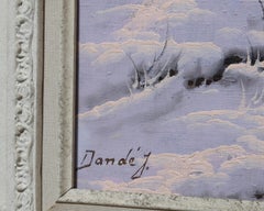 Snowy Banks of the River, Impressionist Oil Painting by Joseph Dande