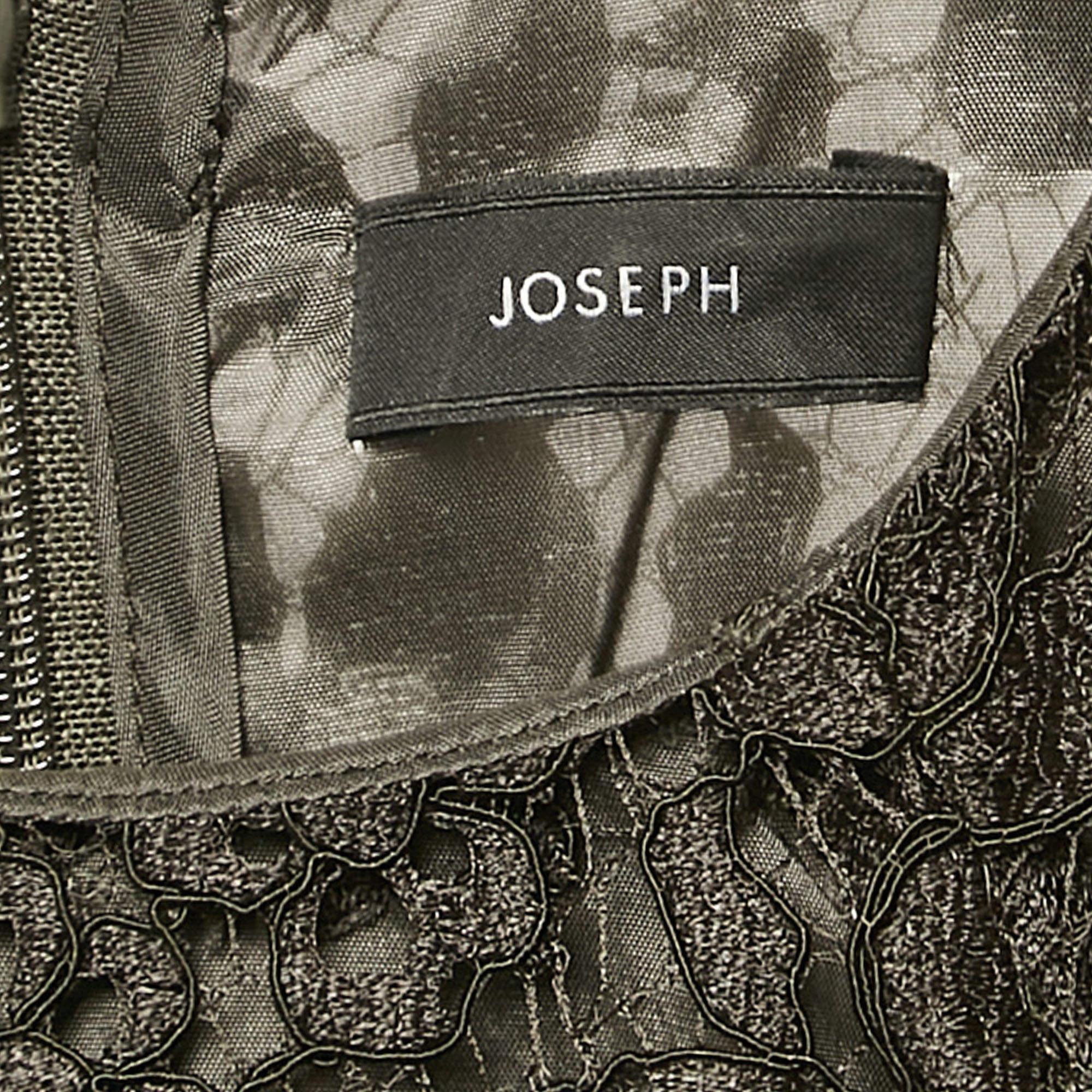 Joseph Dark Green Floral Lace Short Dress S In Good Condition For Sale In Dubai, Al Qouz 2