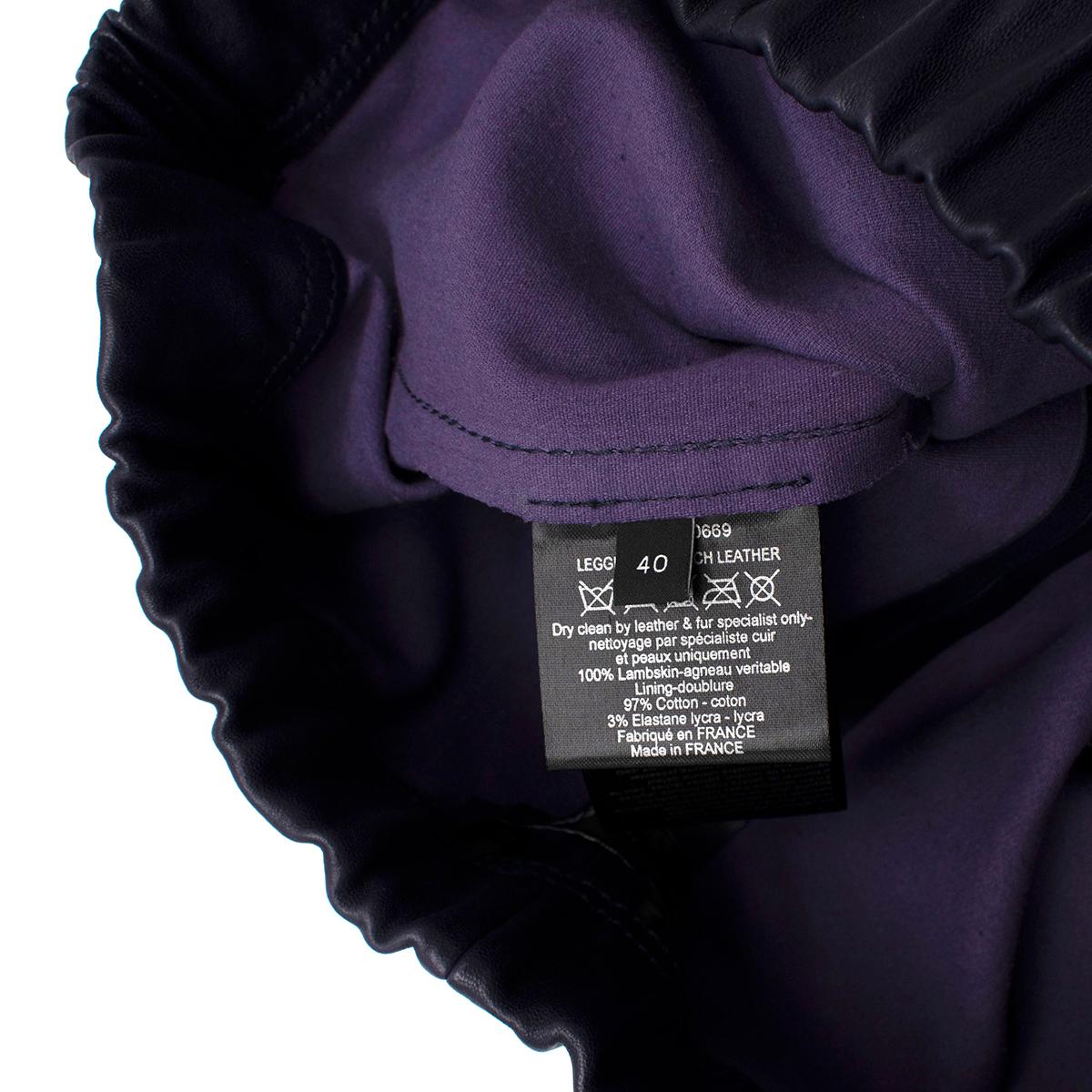 Women's Joseph Dark Purple Stretch-Leather Leggings - US 8 For Sale