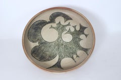 Joseph David Broudo Beige, Pale Green & Black Sgraffito Ceramic Charger