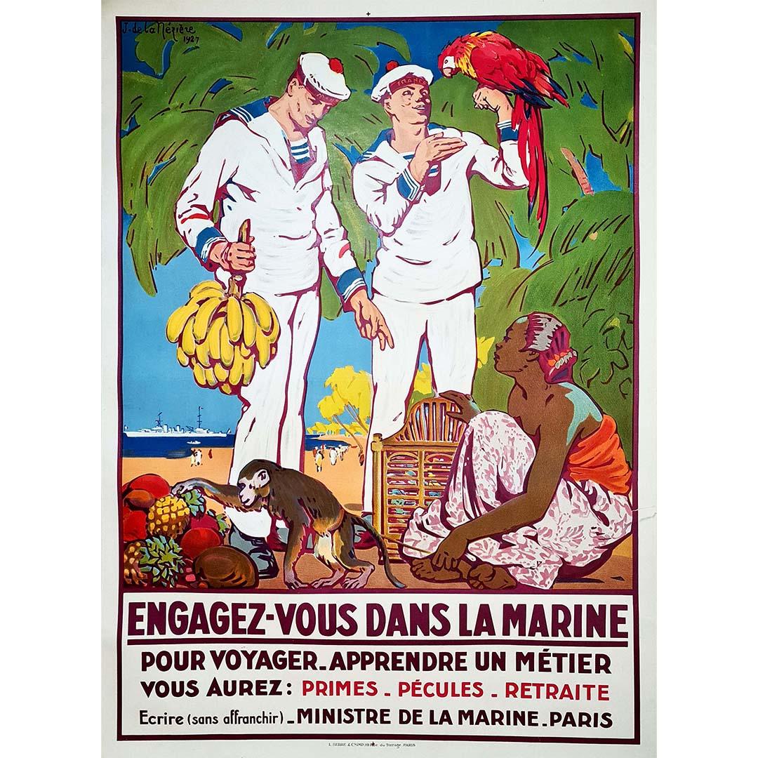Originalplakat von Joseph Daviel de la Nézière 🇫🇷 (1873-1944), einem französischen Maler und Illustrator. Dieses Plakat wurde für die französische Marine erstellt, um die Bevölkerung zur Einberufung zu bewegen.

Joseph Daviel de la Nézière war vor