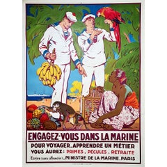 Original poster made by Joseph Daviel de la Nézière to enlist in the French Navy