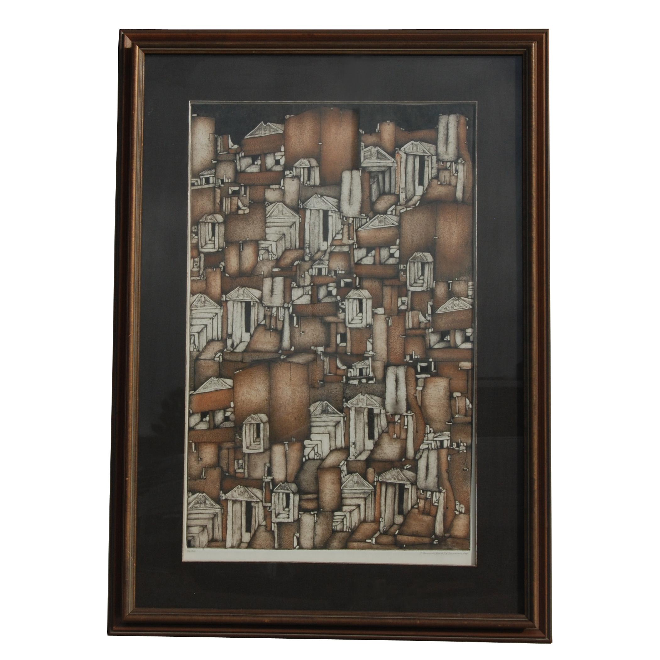 Limited edition Fecit Etching, numbered 36/200.

Artwork is framed, and depicts a village in neutral tones.


Art dimensions (Without frame): 20
