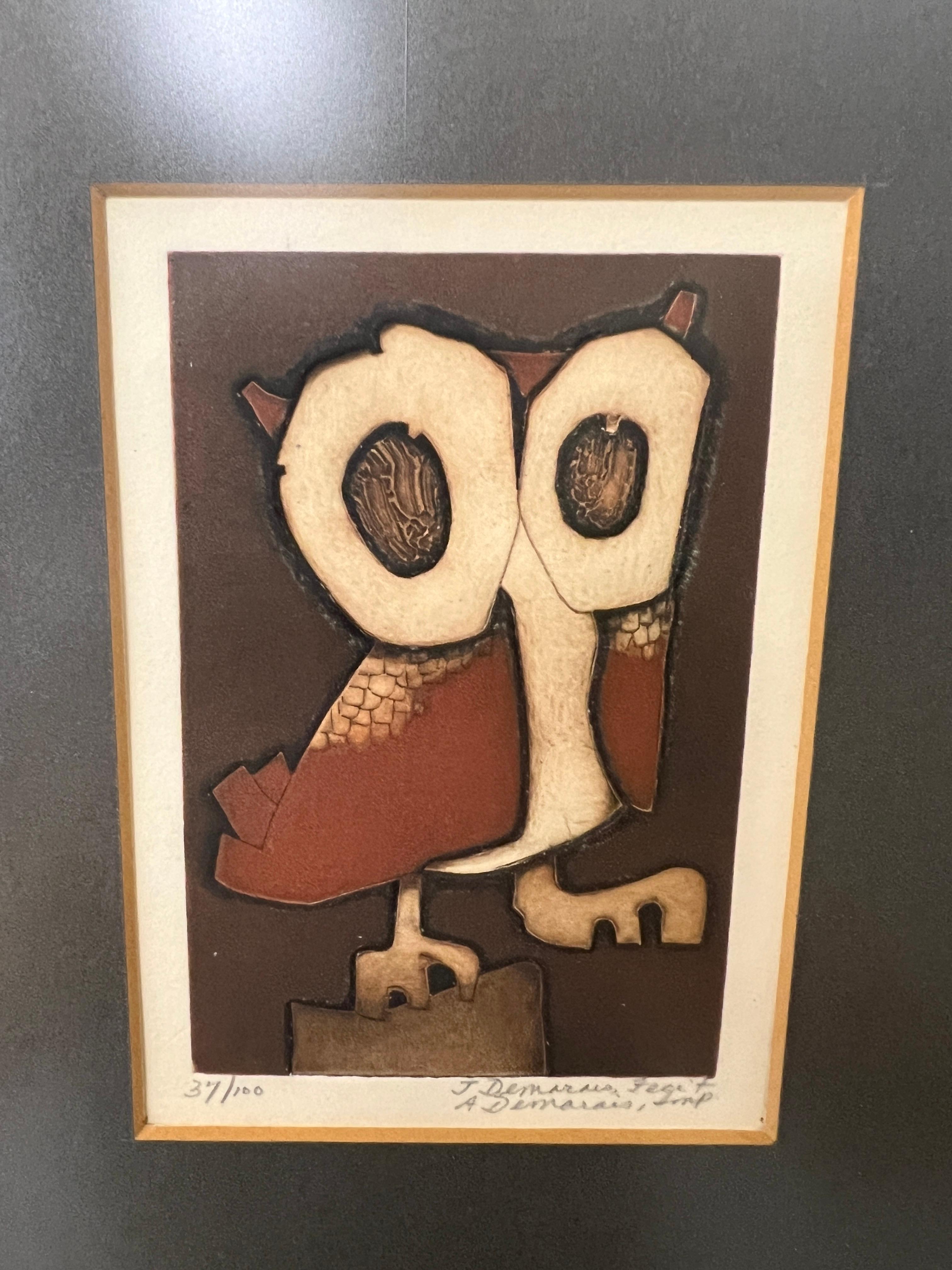 Joseph Demarais Limited Edition Owl Print  In Good Condition For Sale In Denton, TX