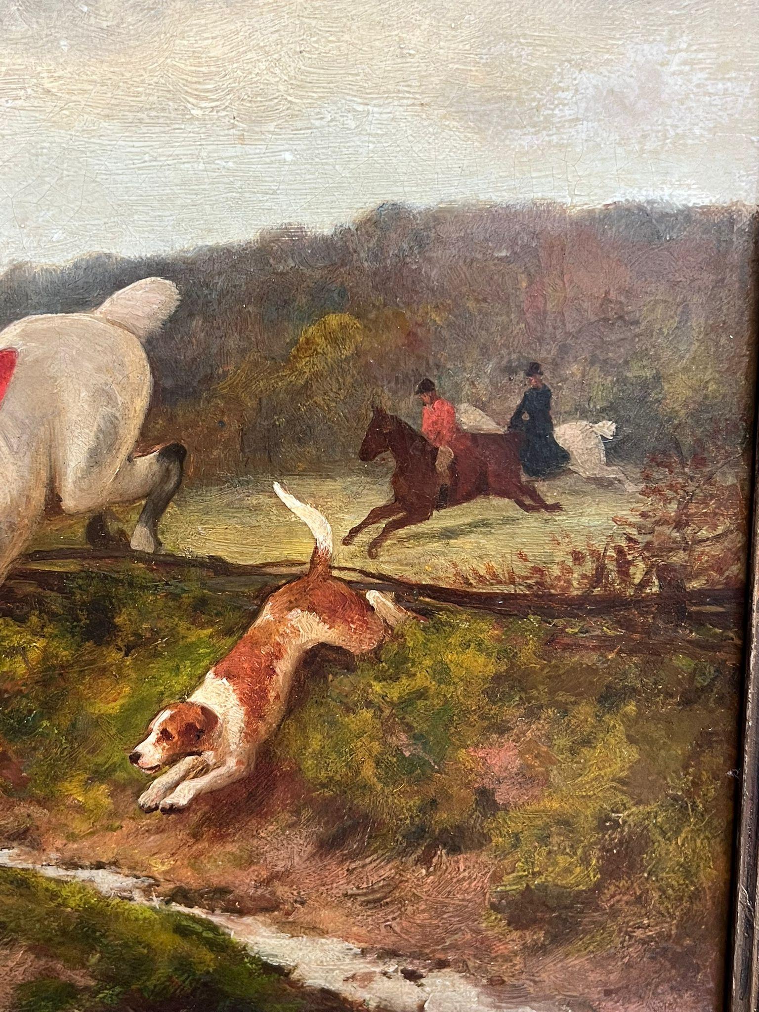 Escena de caza británica
Escuela inglesa, siglo XIX
atribuido a Joseph Denovan Adam (británico, 1841-1896)
óleo sobre lienzo, enmarcado
Enmarcado: 22 x 30 pulgadas
Lienzo: 16 x 24 pulgadas
Verso con una inscripción y una nota biográfica del