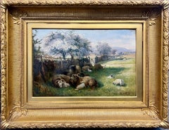 19th century Scottish painting "May" sheep in a countryside landscape 1881