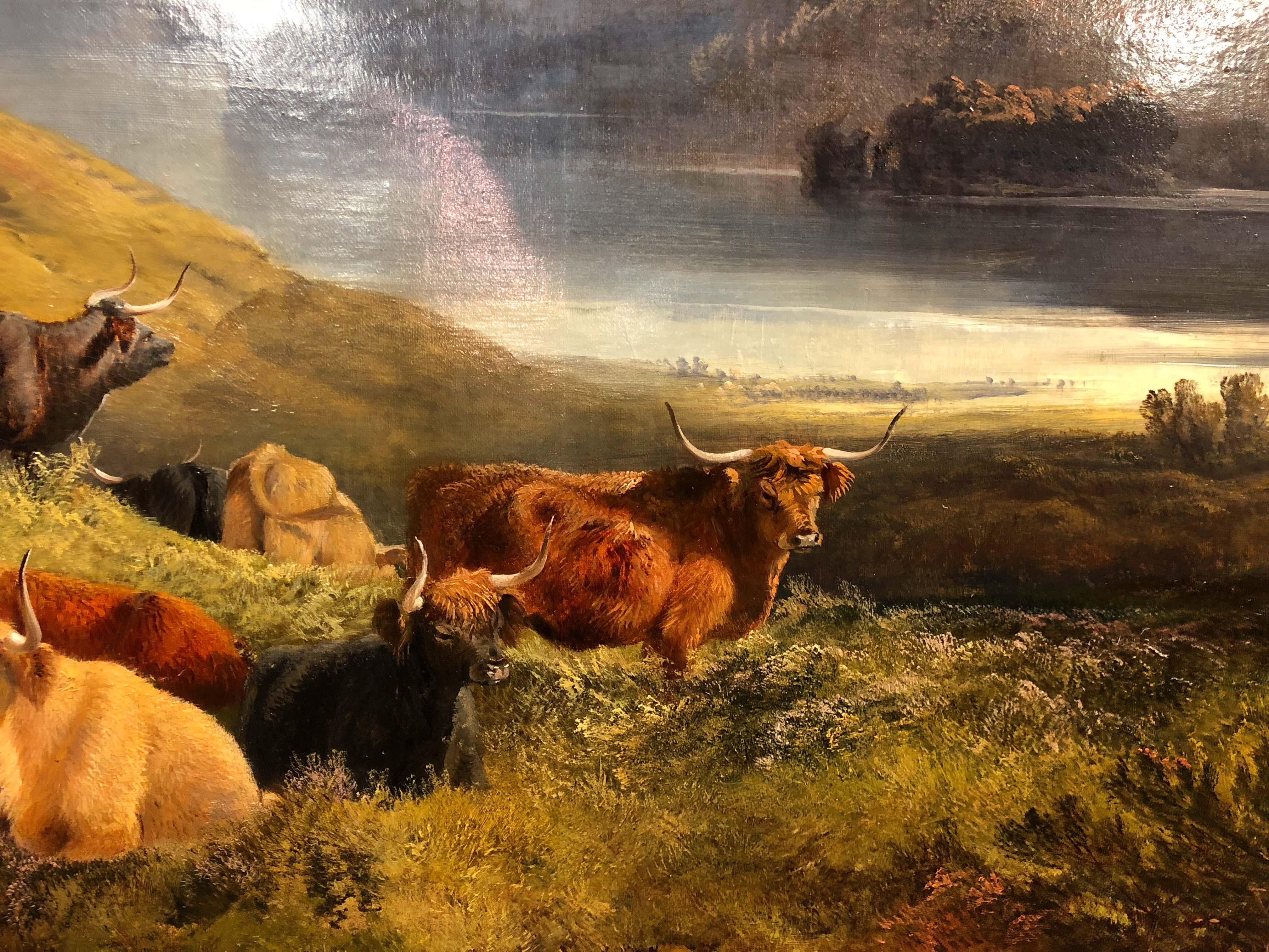 Highland Cattle - Painting by Joseph Denovan Adam